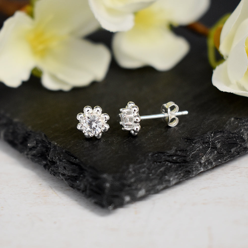 Davina single CZ bobble surround studs