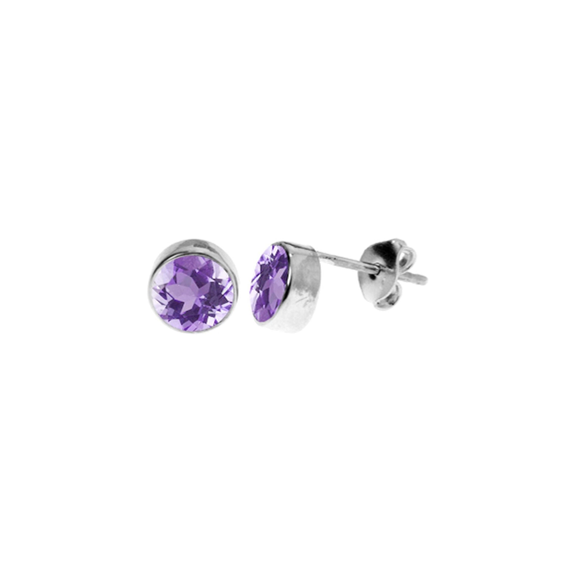 Samira plain round amethyst facet studs