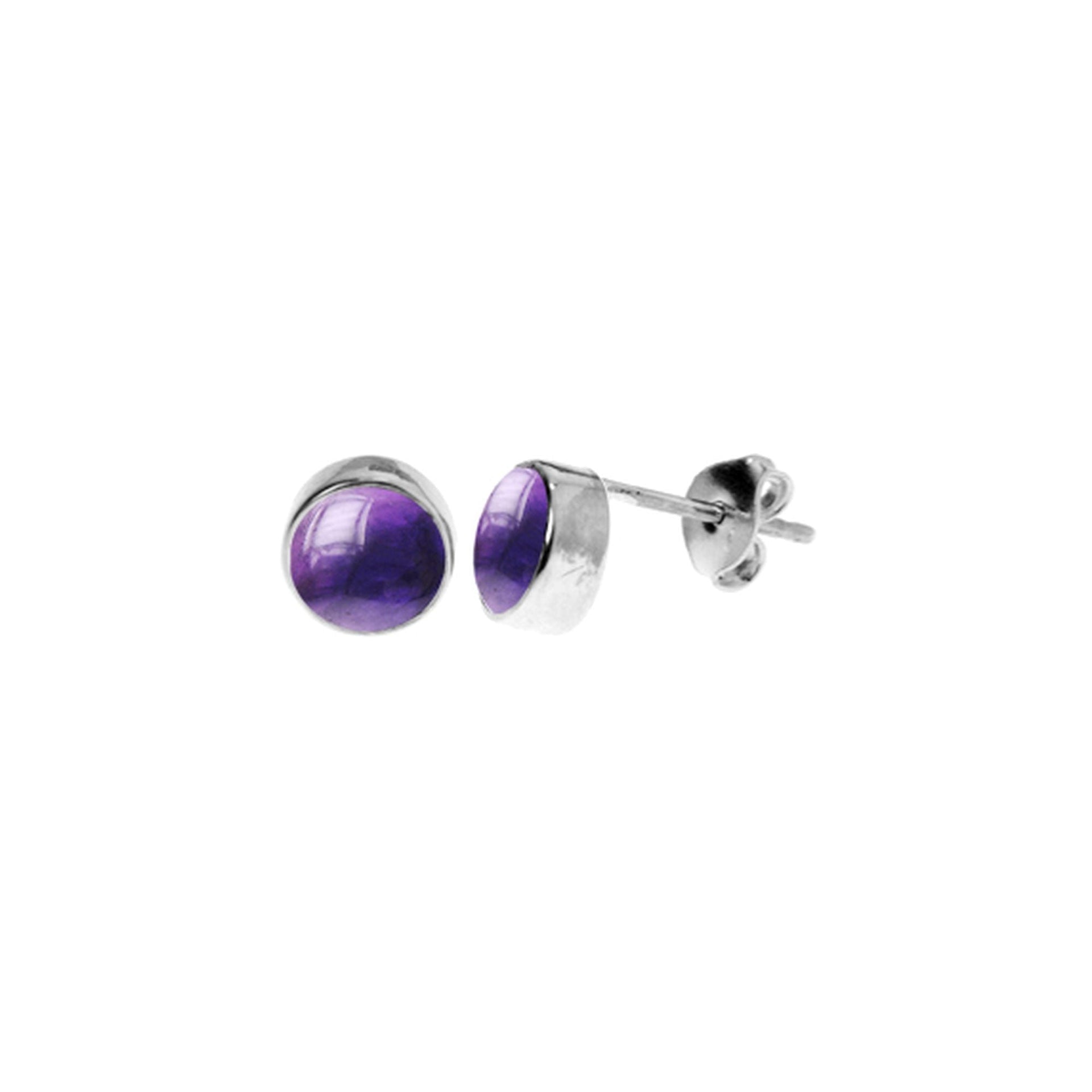 Samira plain round amethyst studs