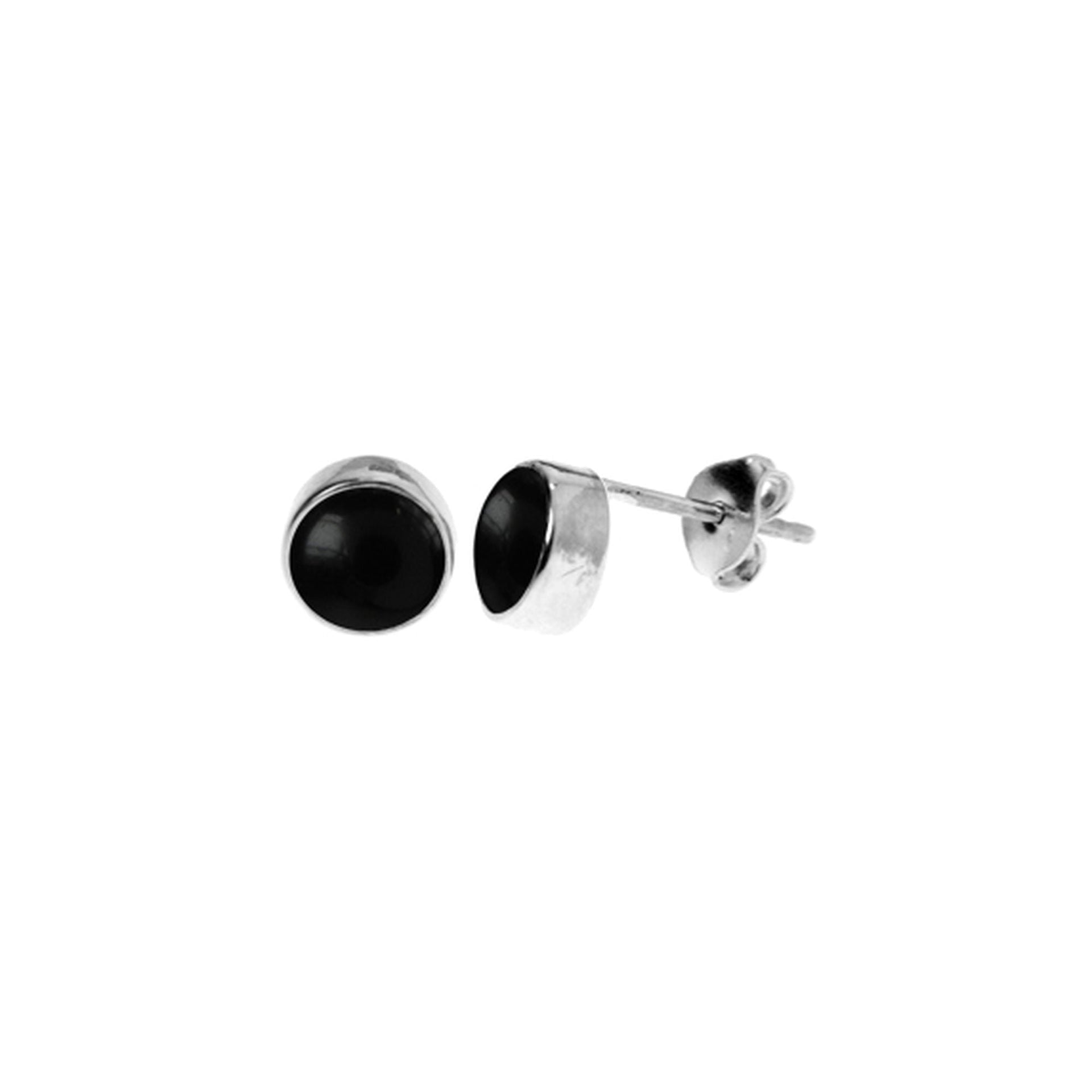 Samira plain round black onyx studs