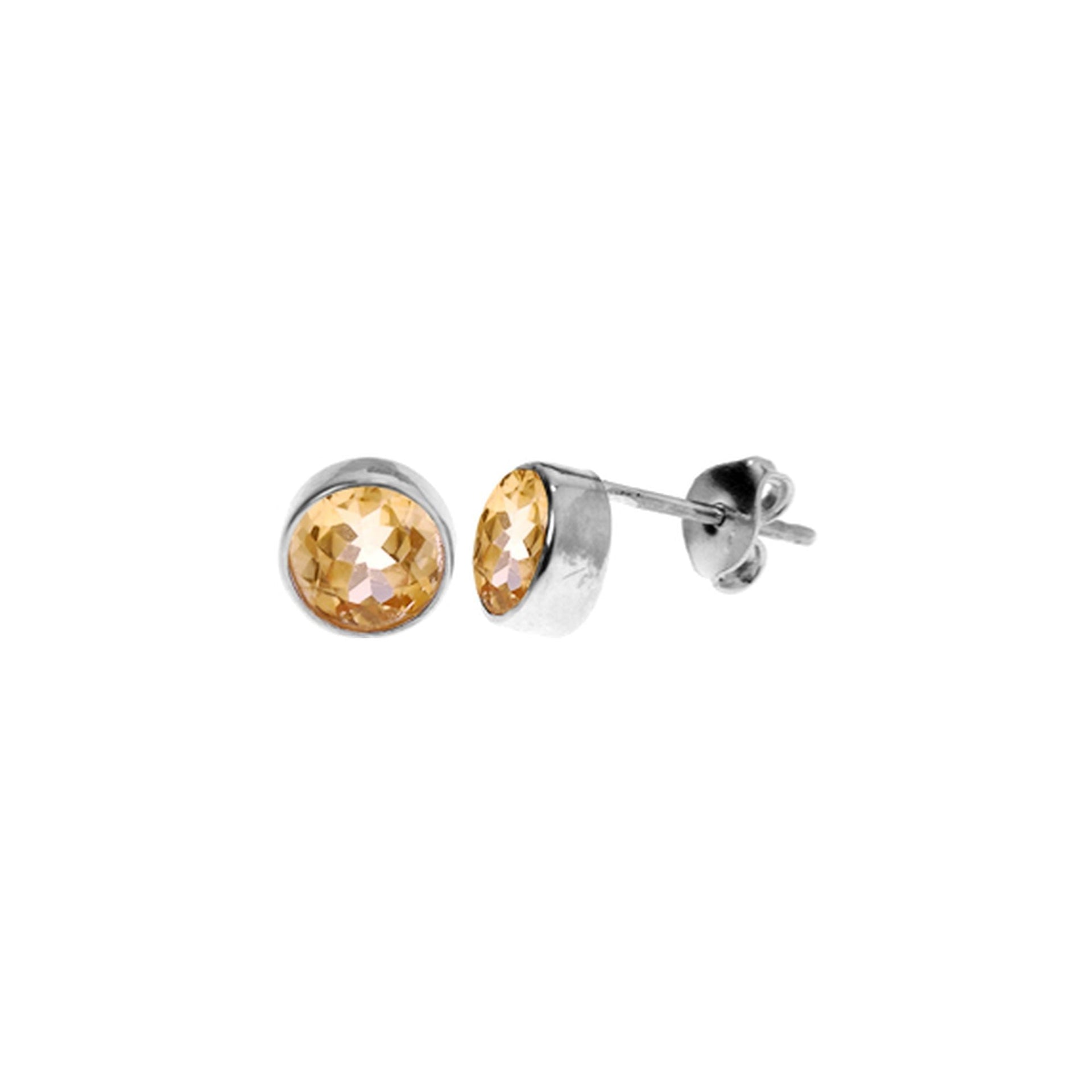 Samira plain round citrine facet studs
