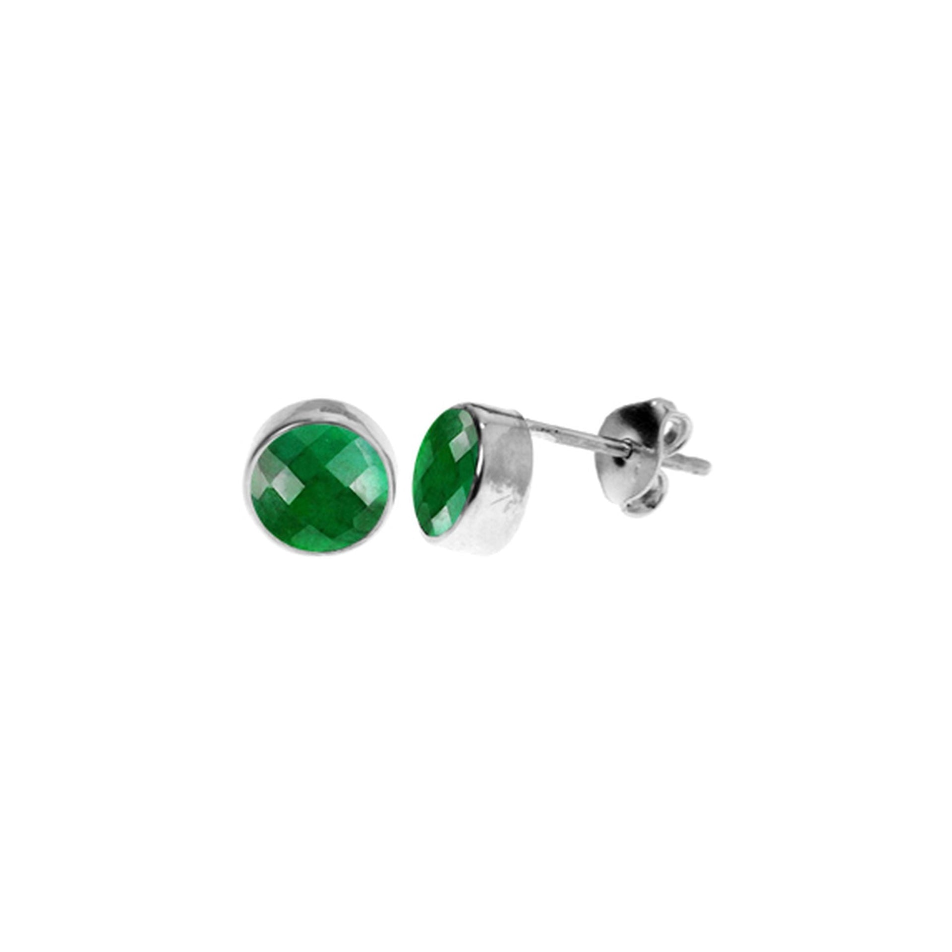Samira plain round emerald quartz studs