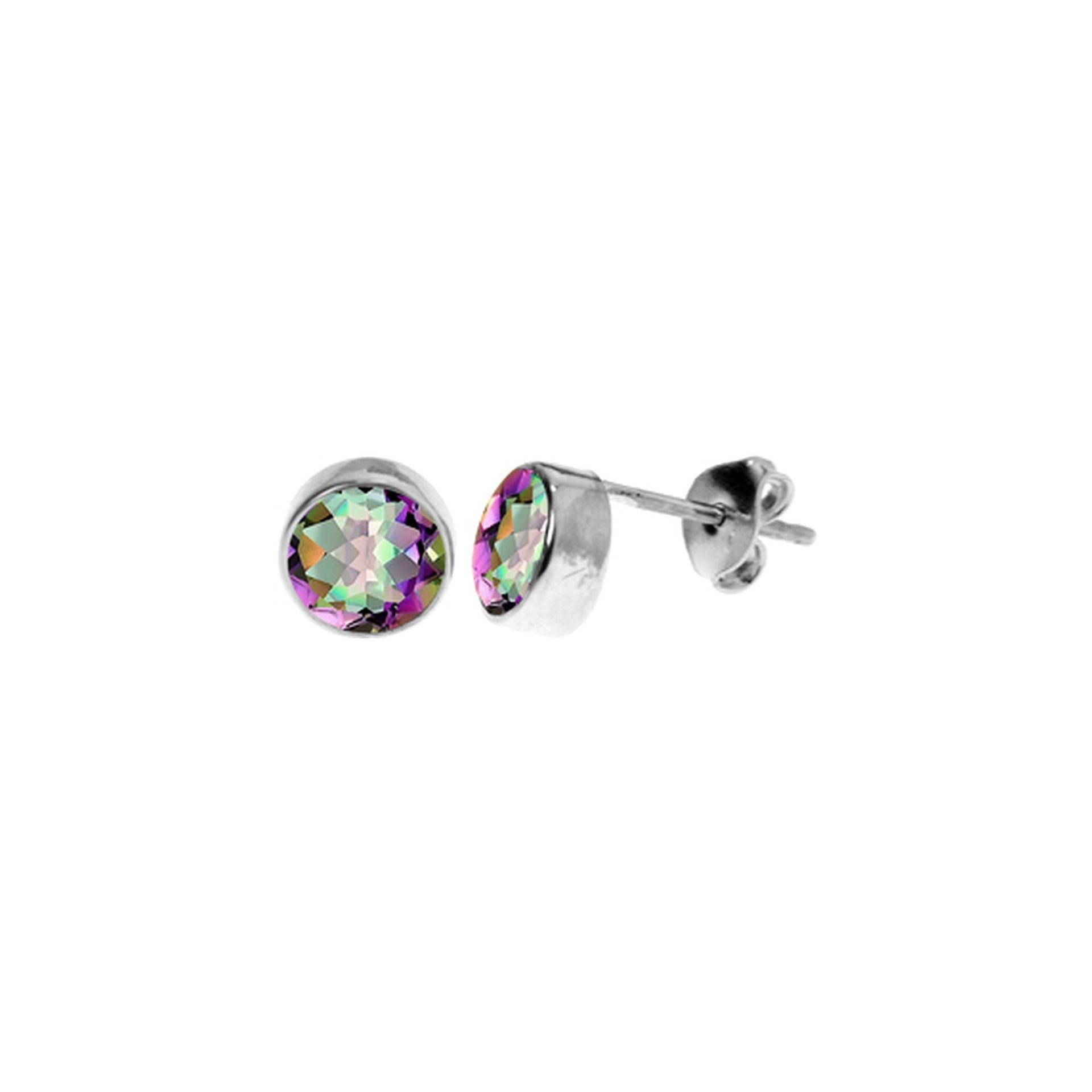 Samira plain round mystic topaz studs