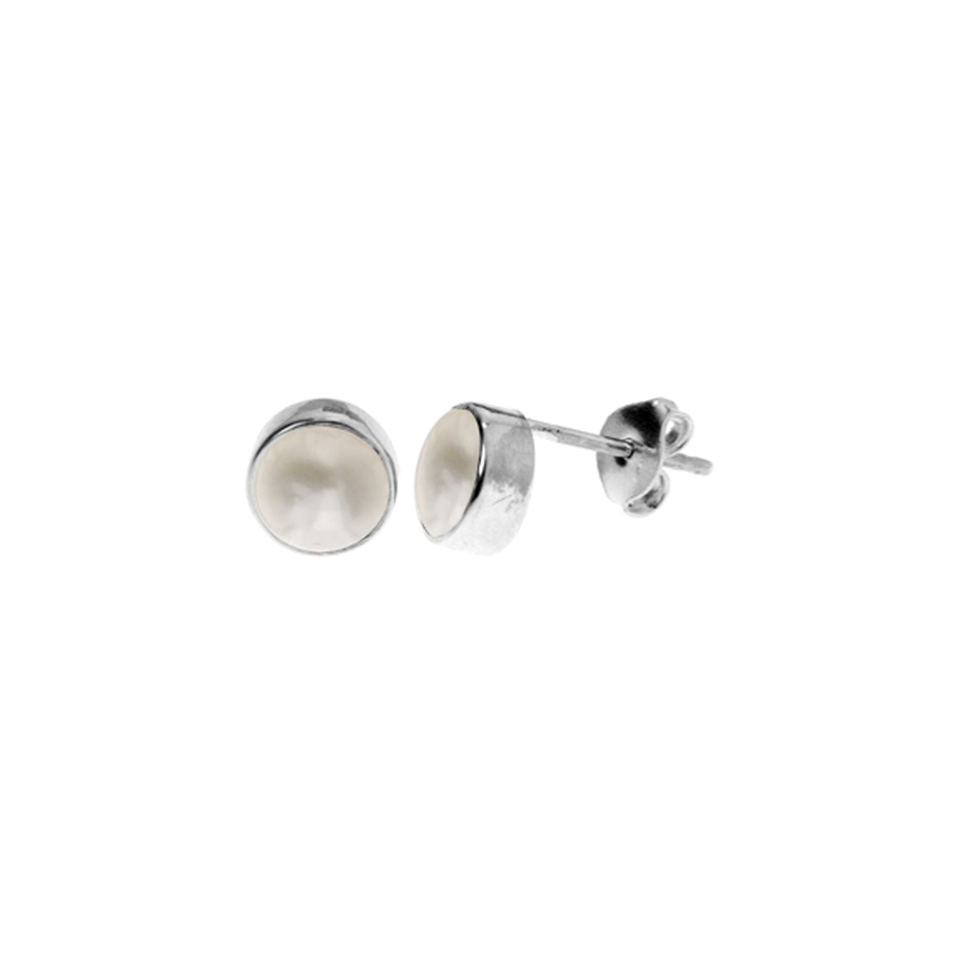 Blythe plain round collet-set pearl studs