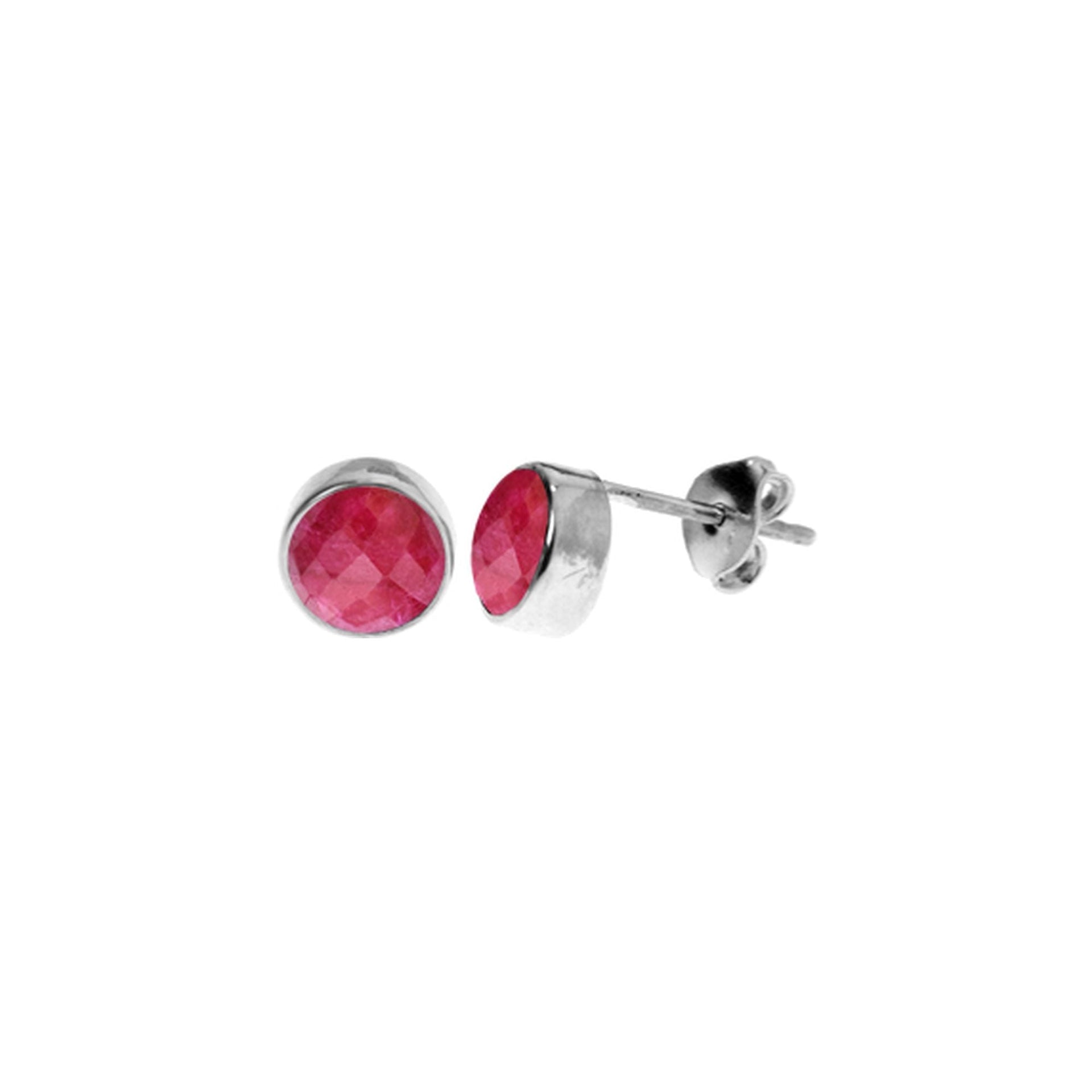 Samira plain round ruby quartz studs