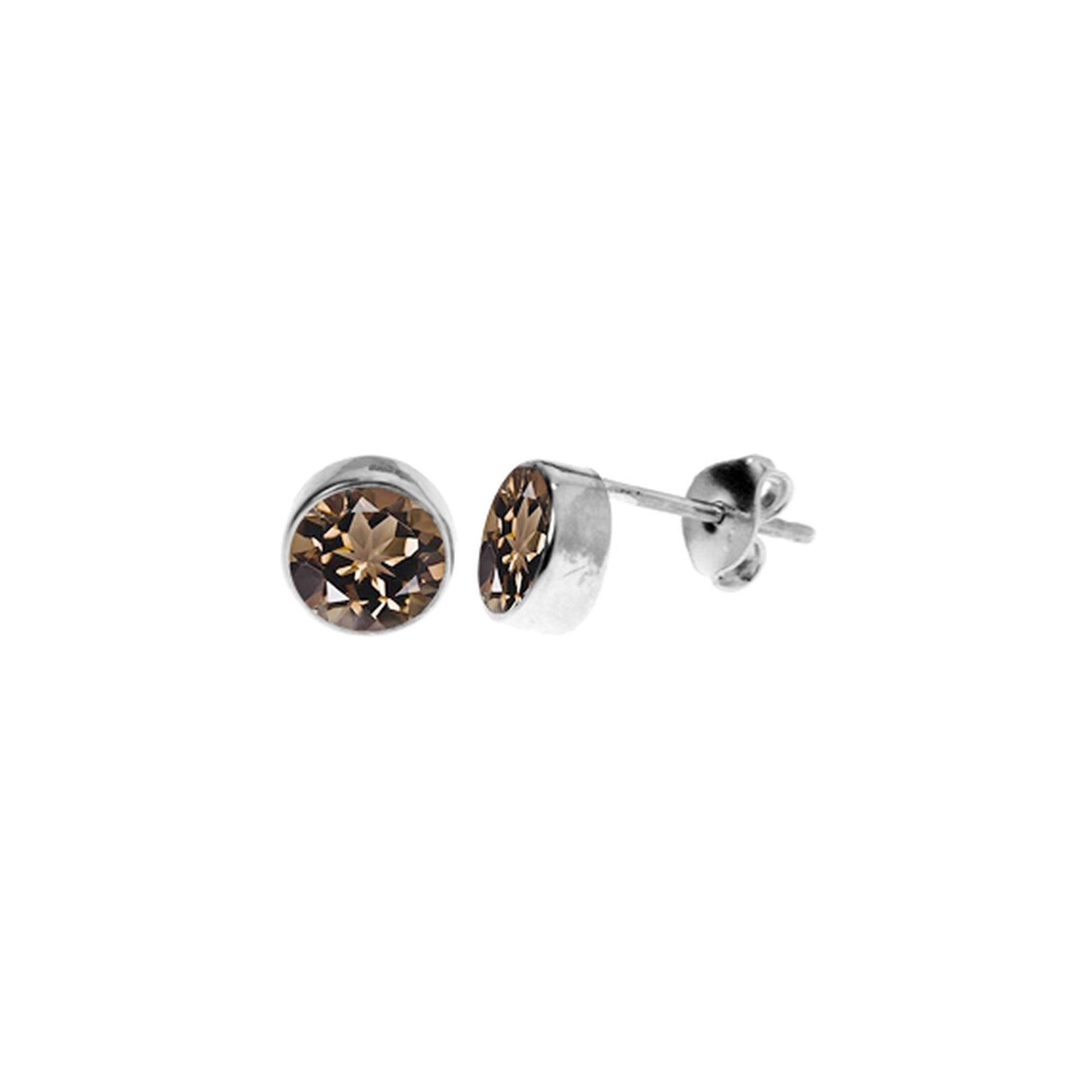 Samira plain round smokey quartz studs