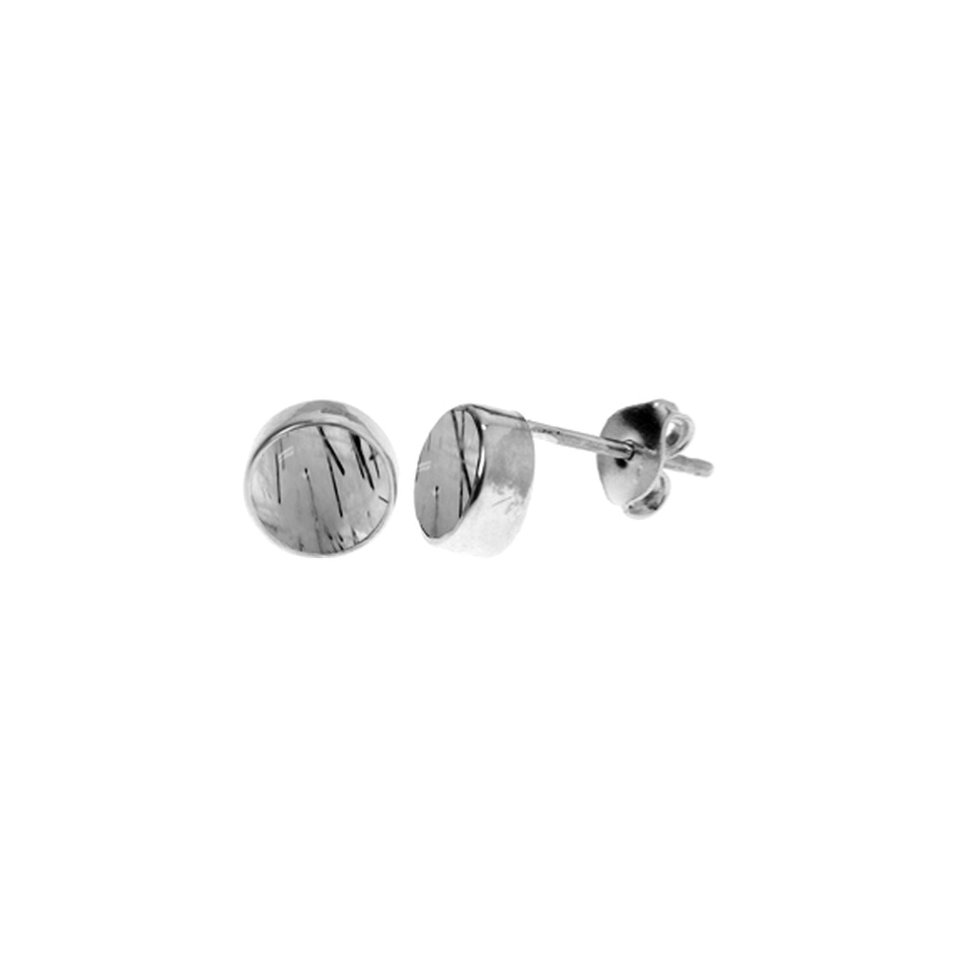 Samira plain round tourmalated quartz studs