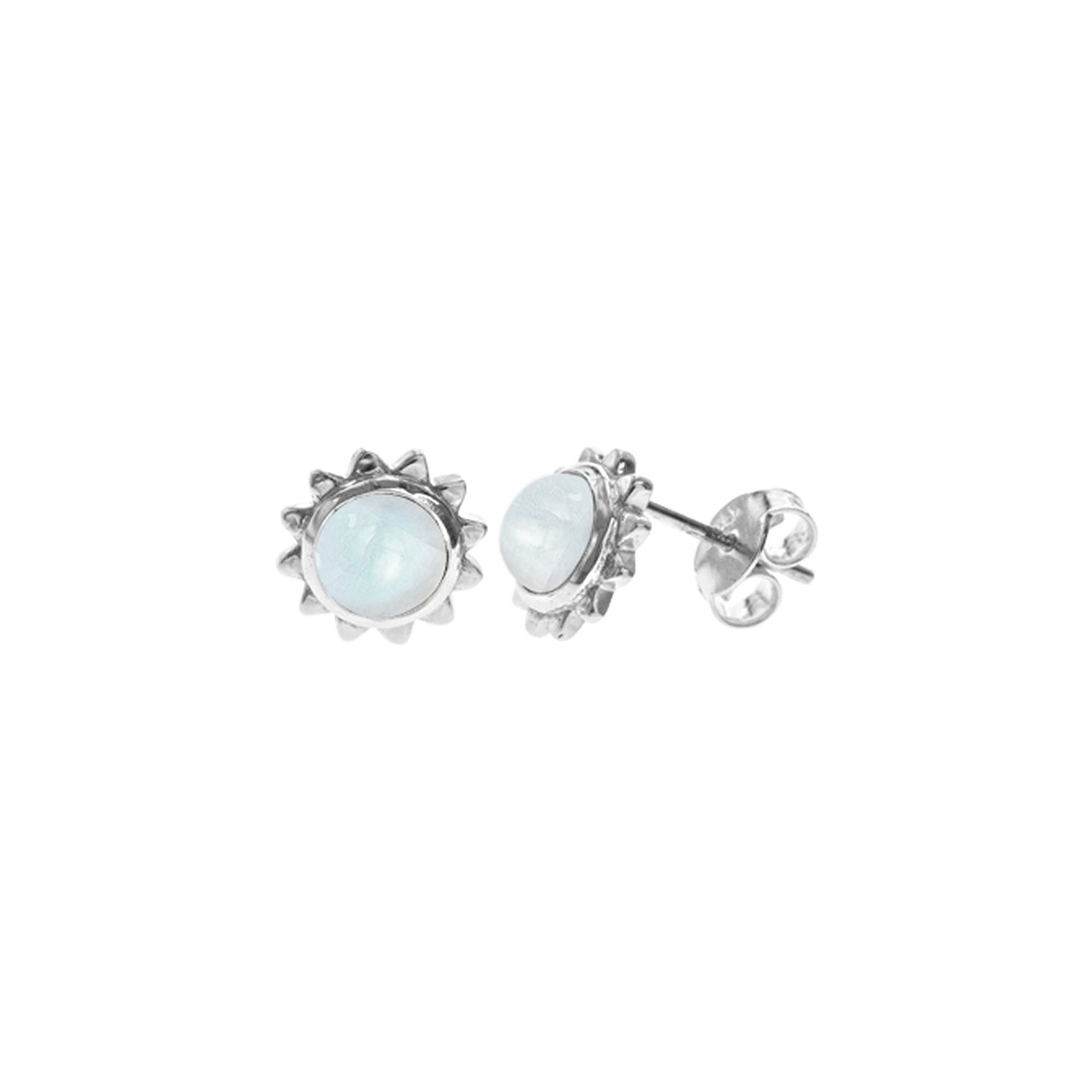 Catalina round rainbow moonstone sunburst studs