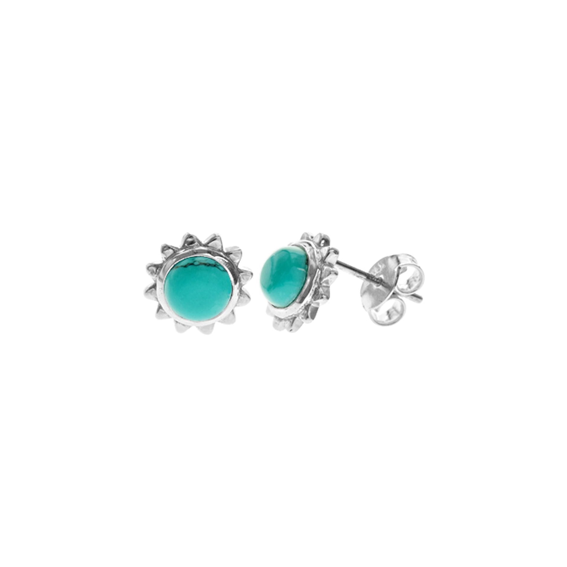 Catalina round turquoise sunburst studs
