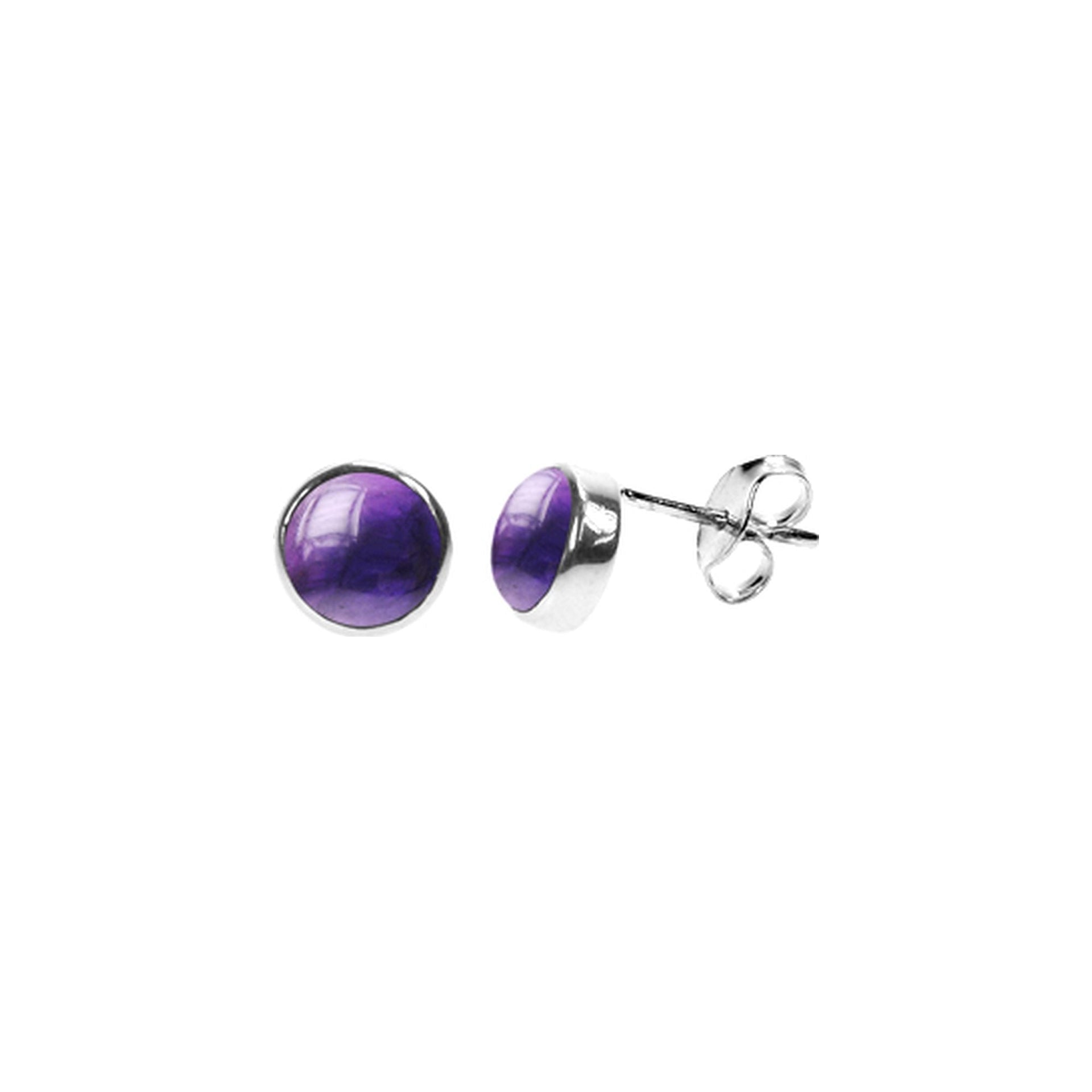 Samira amethyst round plain studs