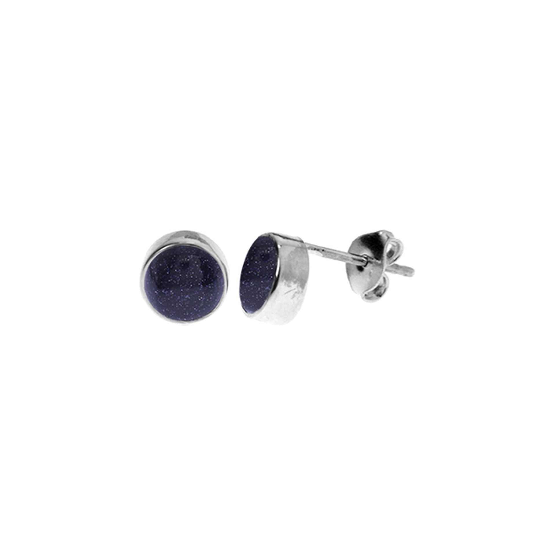 Samira blue goldstone round plain studs