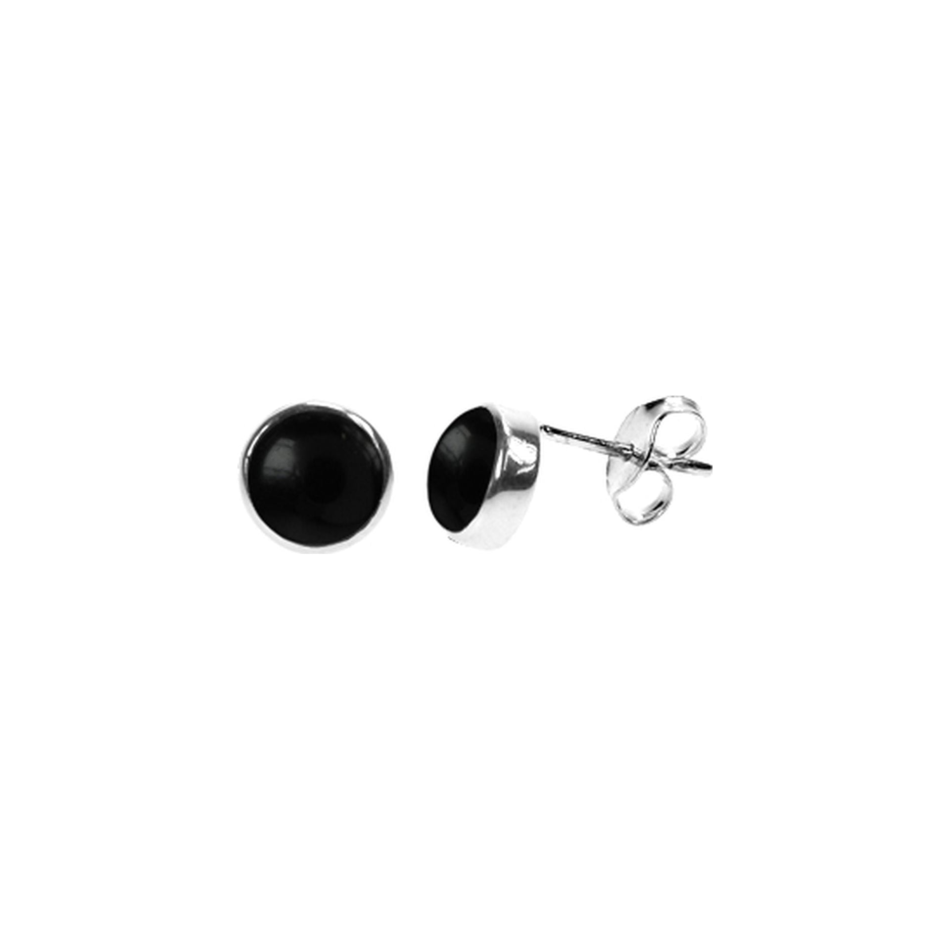 Samira black onyx round plain studs