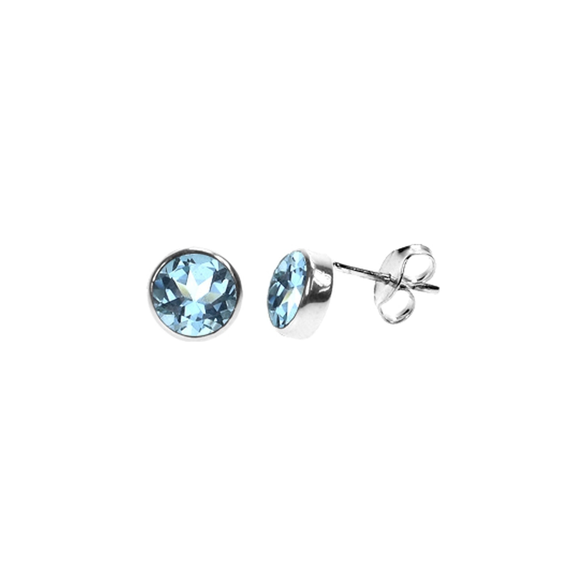 Samira blue topaz round plain studs