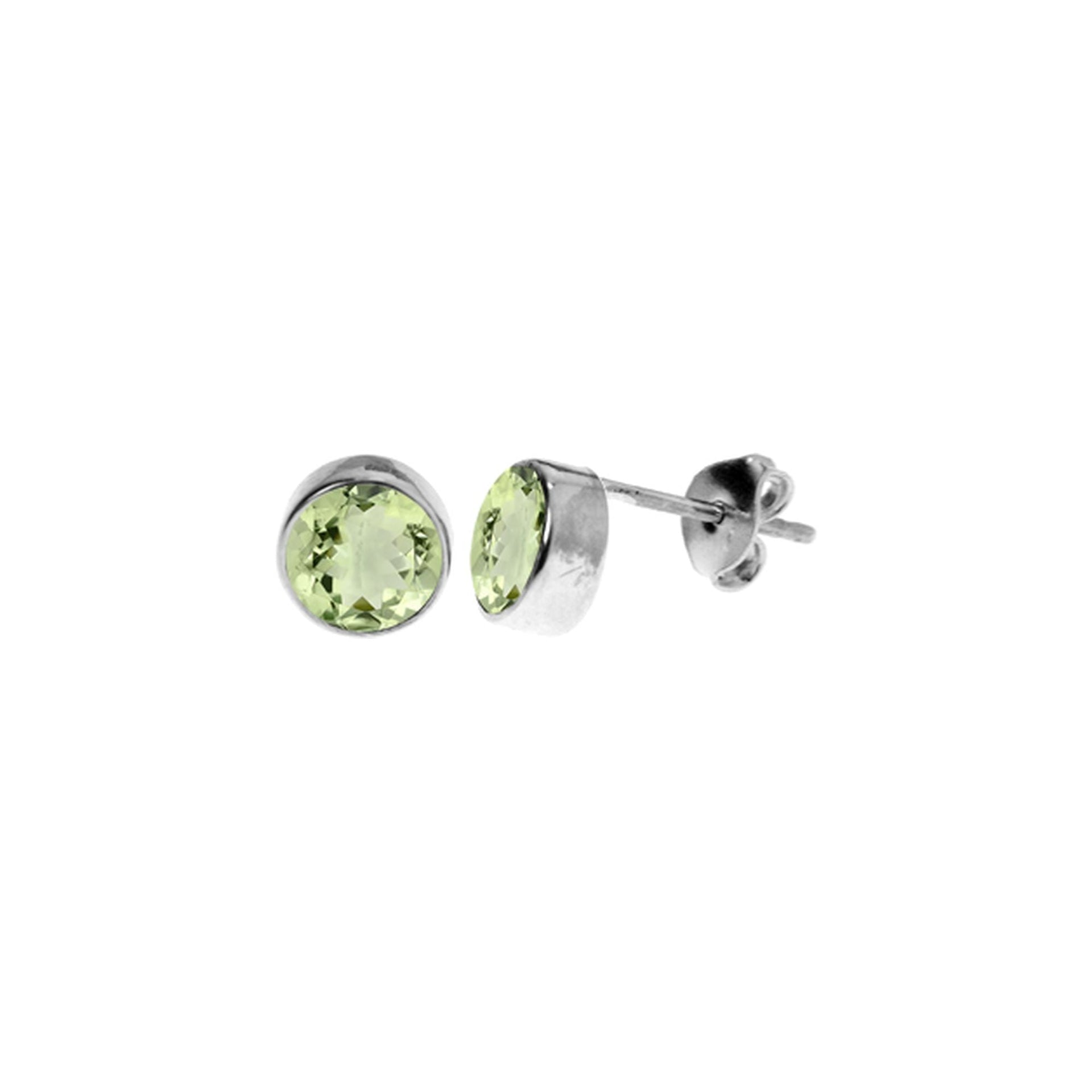 Samira green amethyst round plain studs