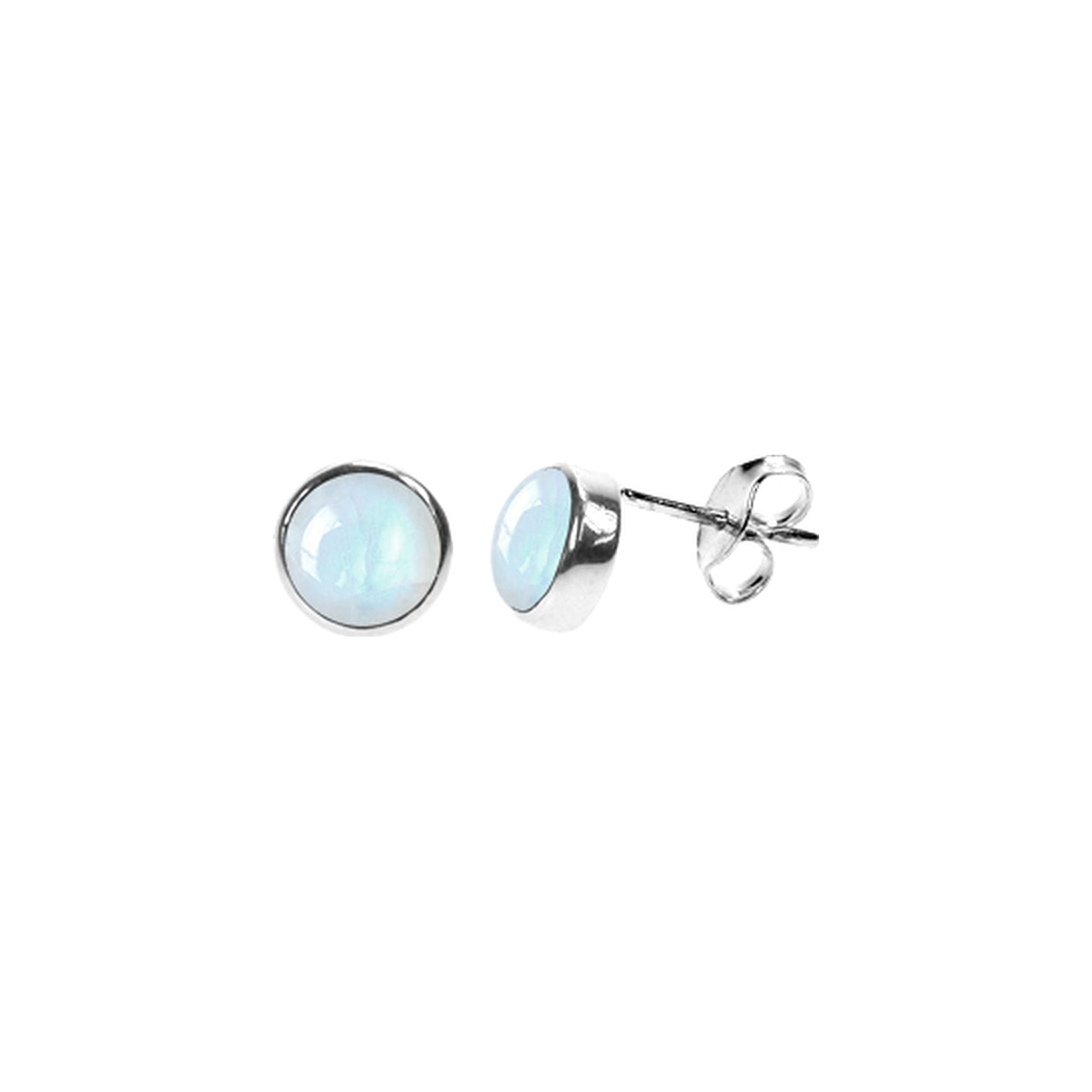 Samira rainbow moonstone round plain studs