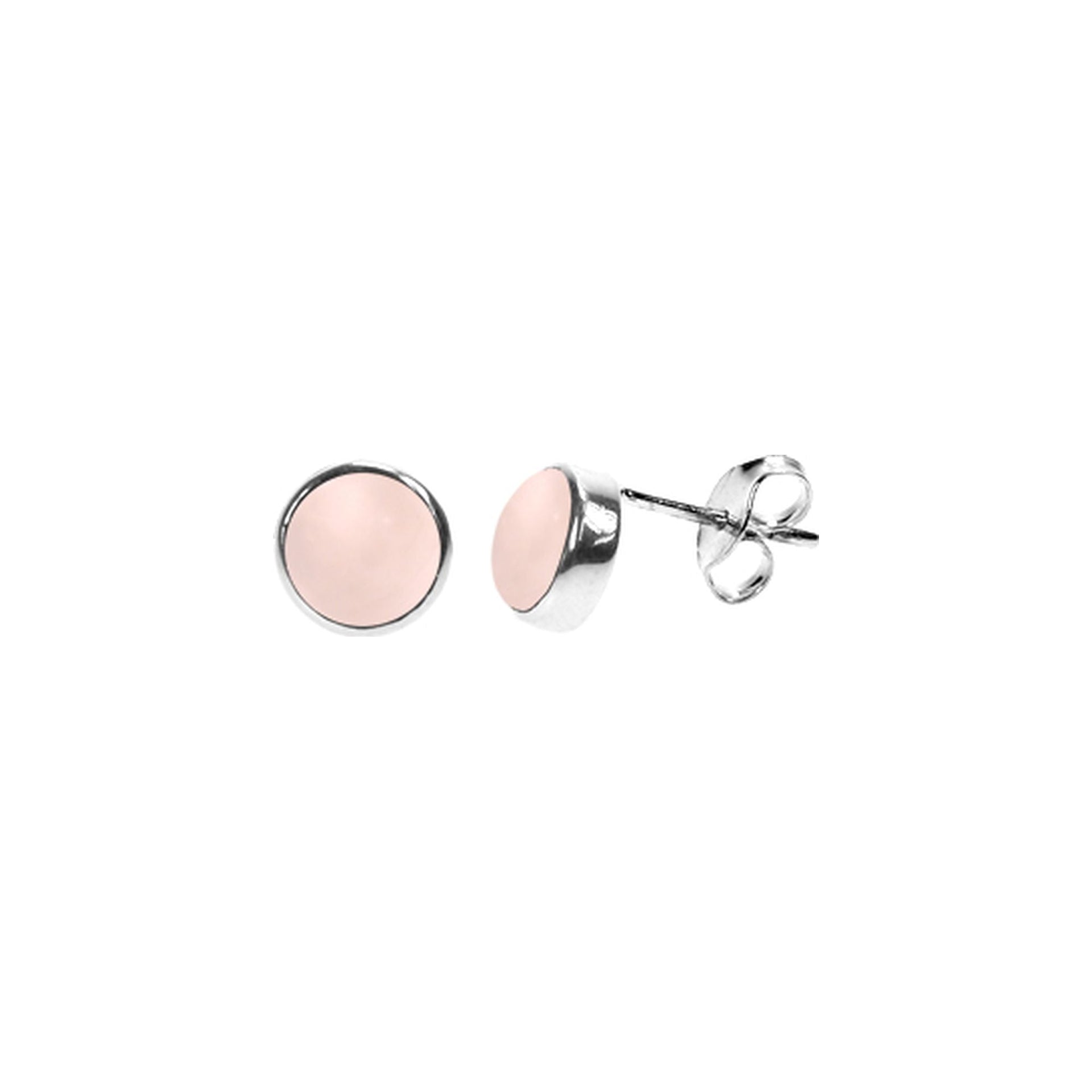 Samira rose quartz round plain studs