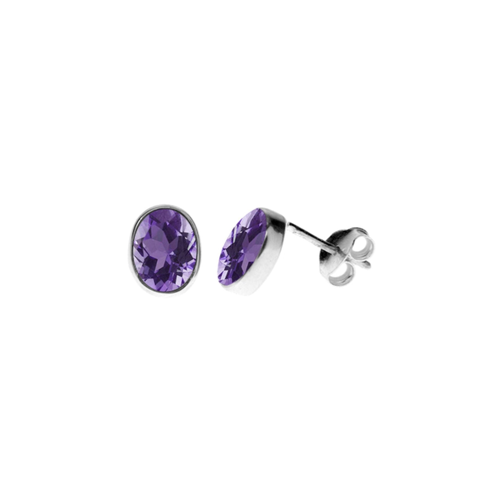 Samira amethyst facet oval plain studs