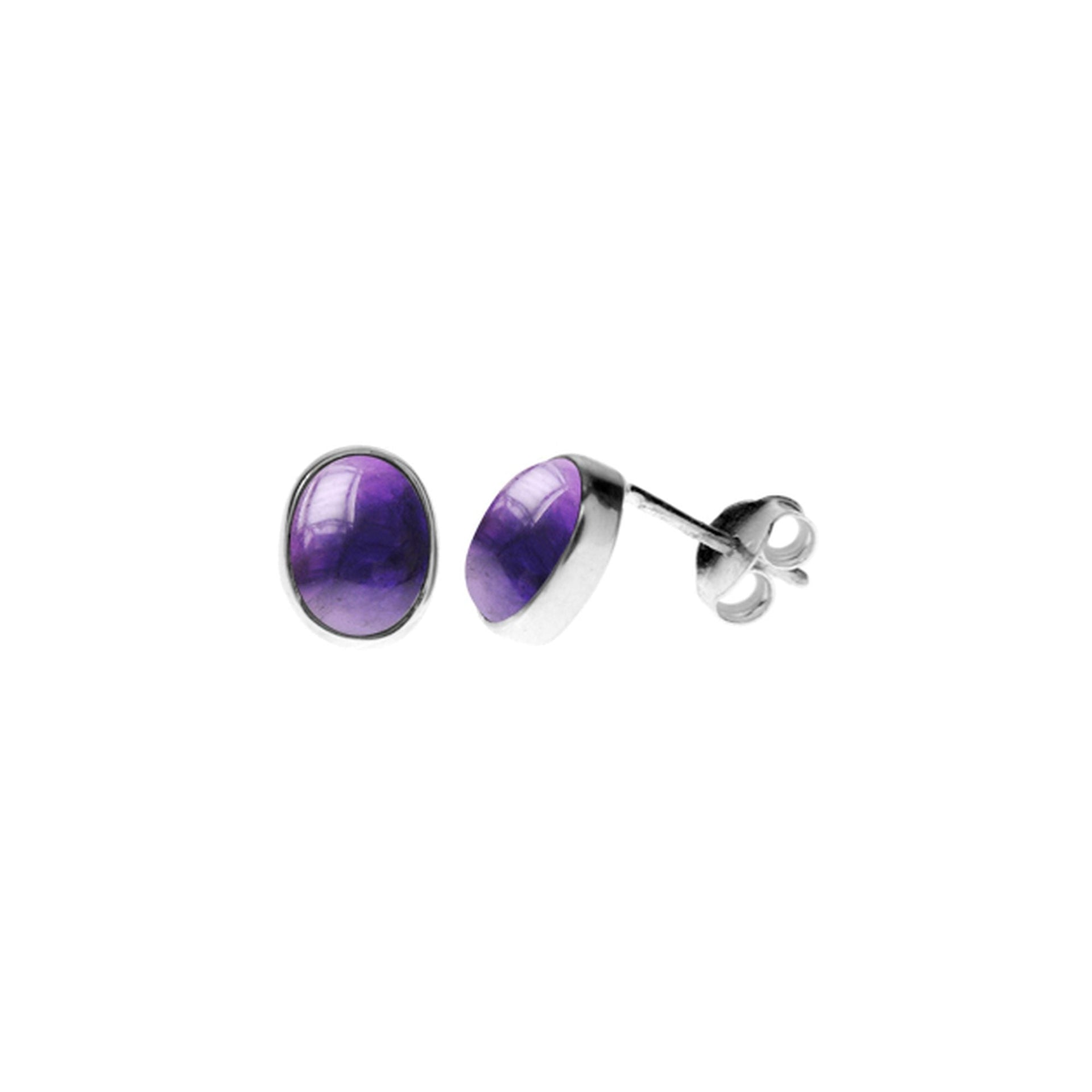 Samira amethyst oval plain studs