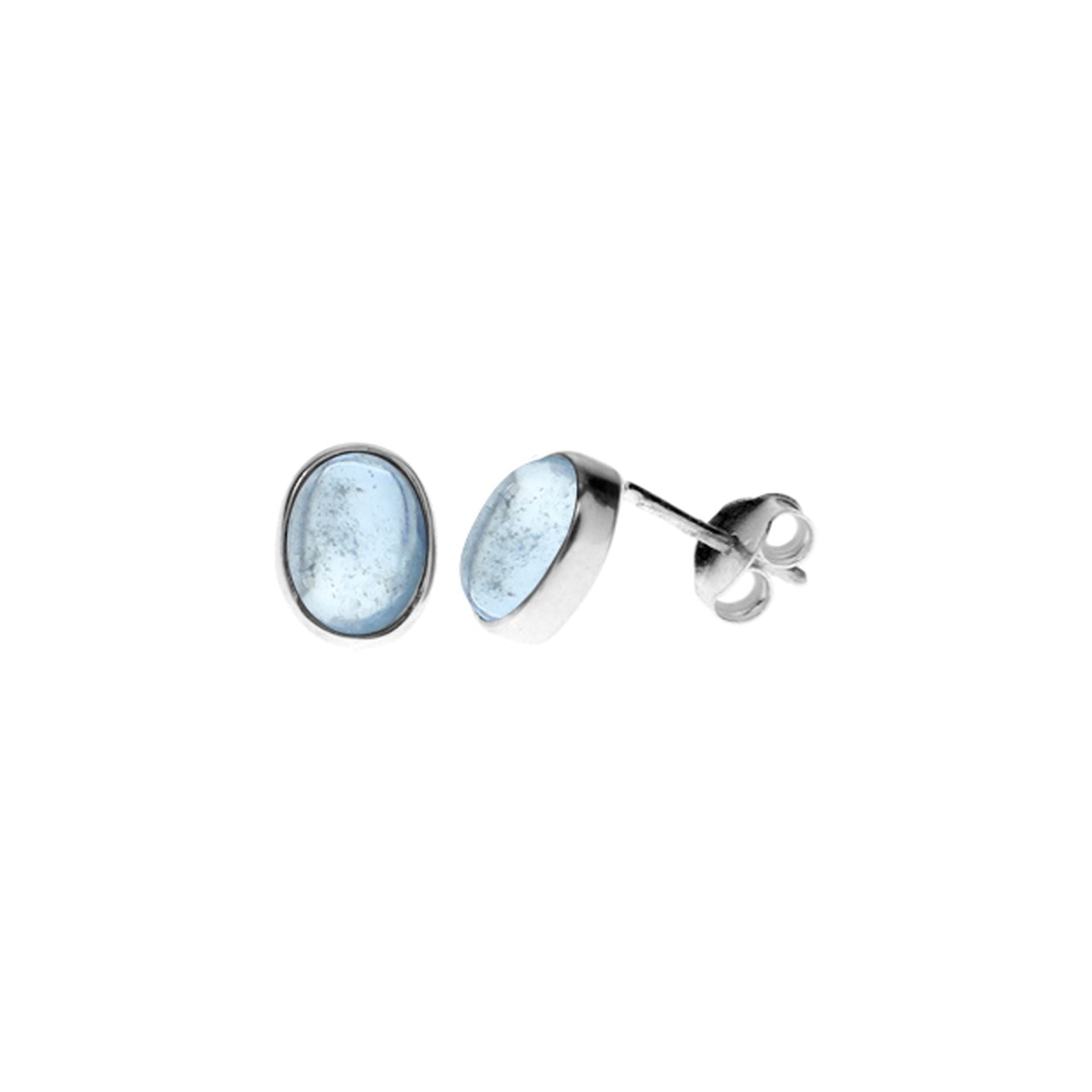 Samira aquamarine oval plain studs