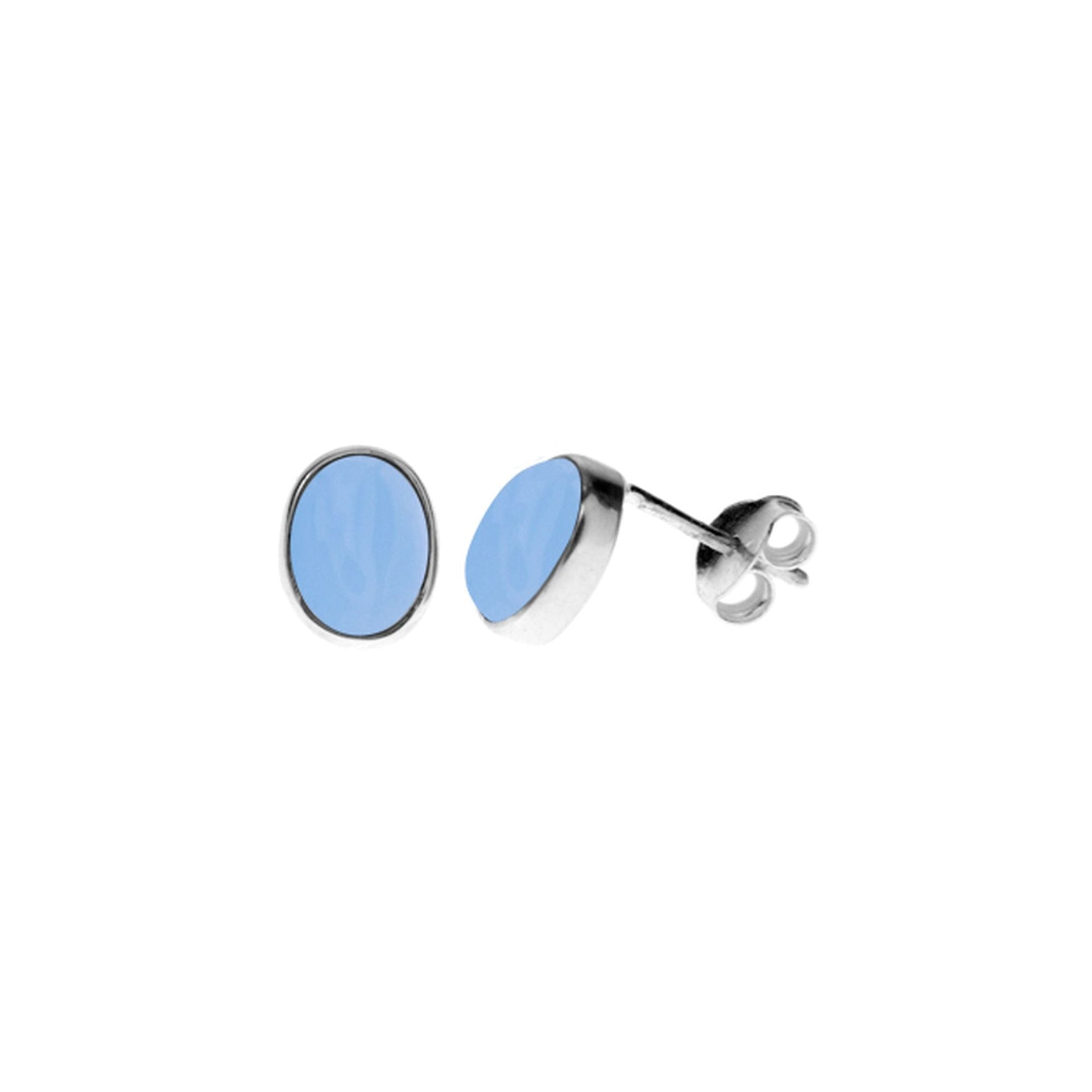 Samira blue chalcedony oval plain studs