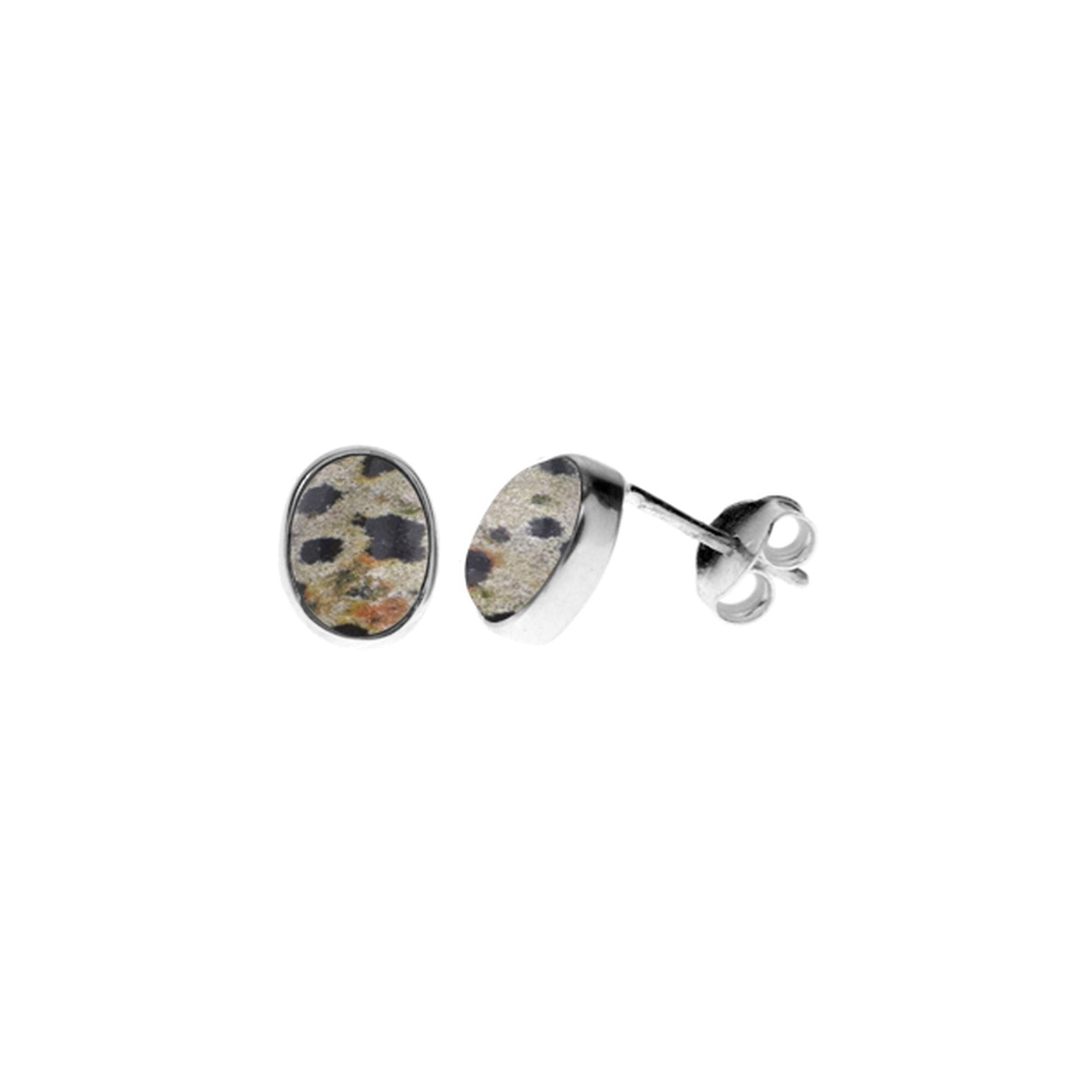 Samira dalmatian jasper oval plain studs
