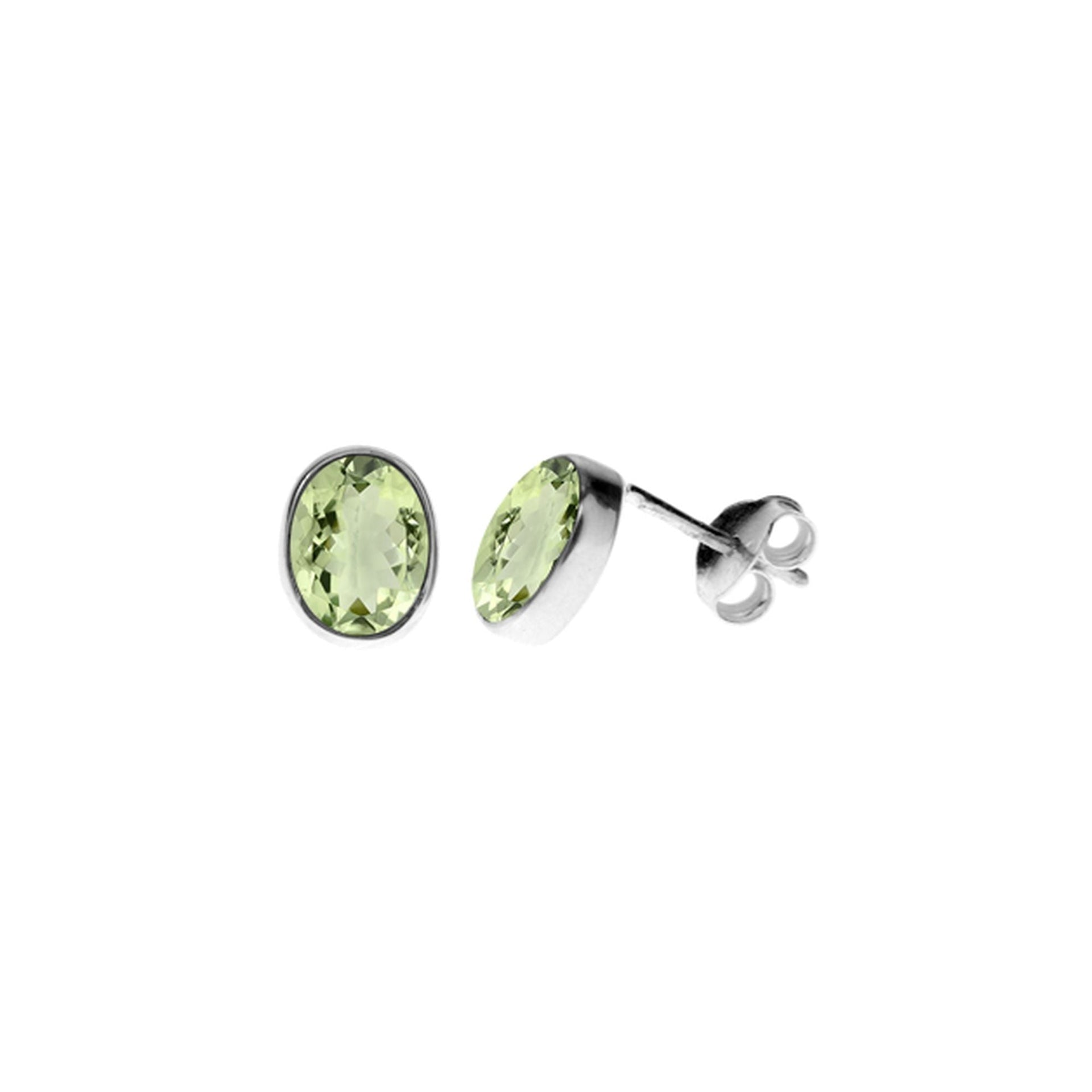 Samira green amethyst oval plain studs