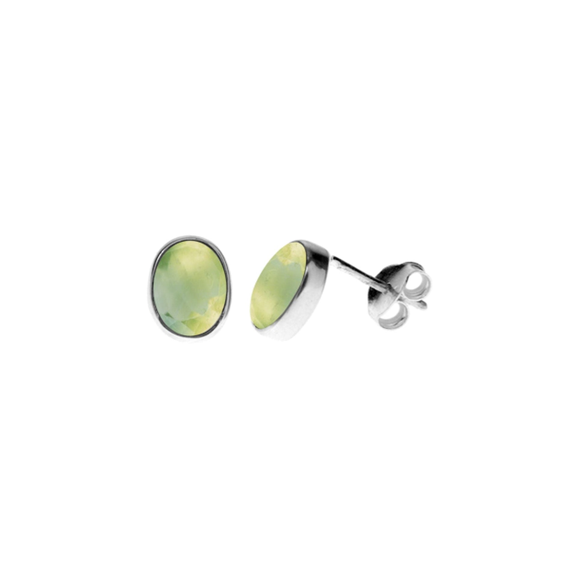 Samira prehnite oval plain studs