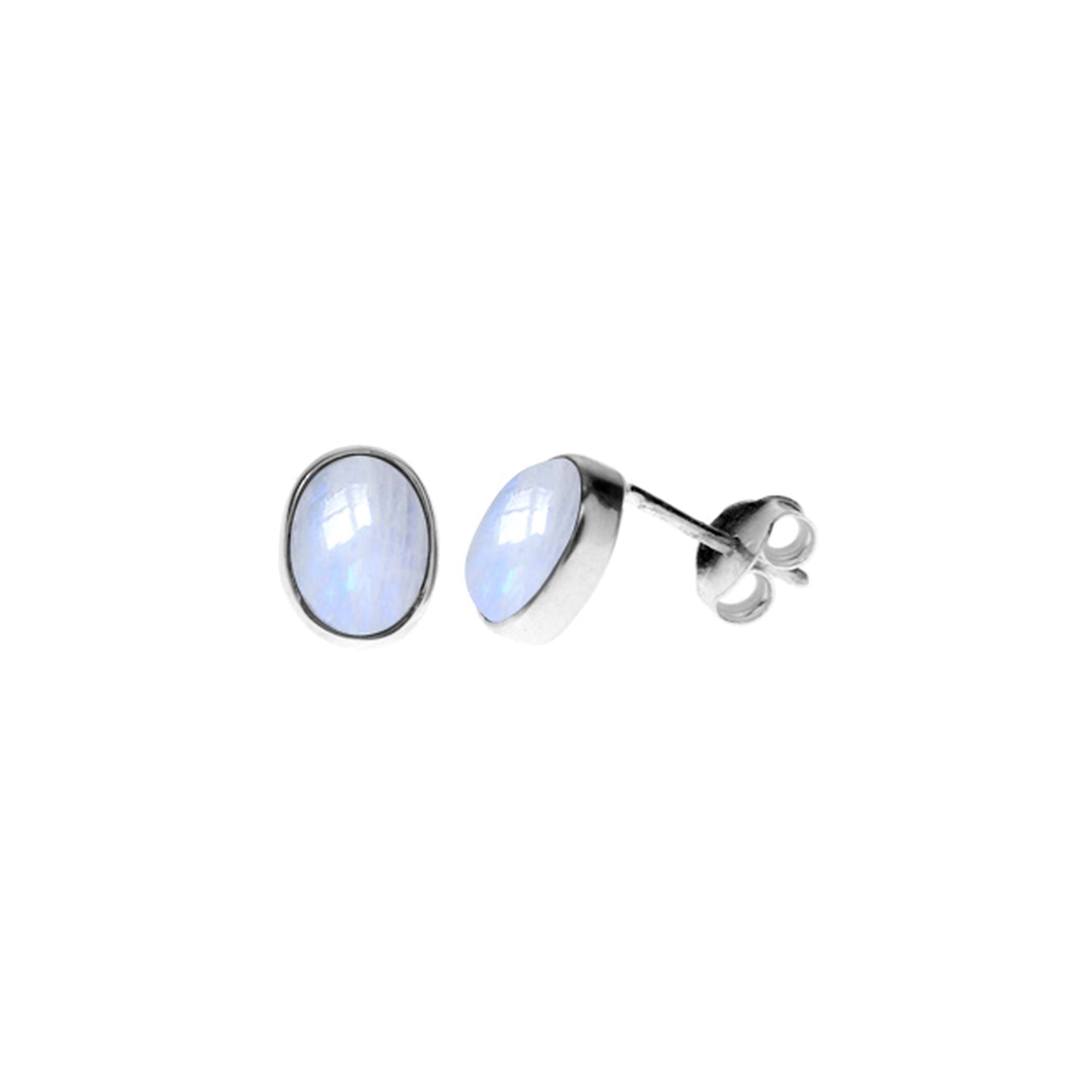 Samira rainbow moonstone oval plain studs