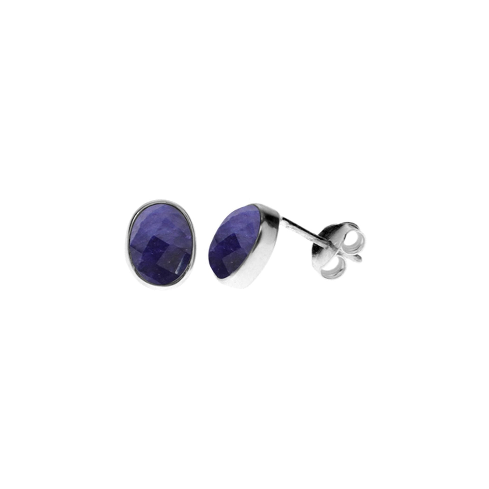 Samira sapphire quartz oval plain studs