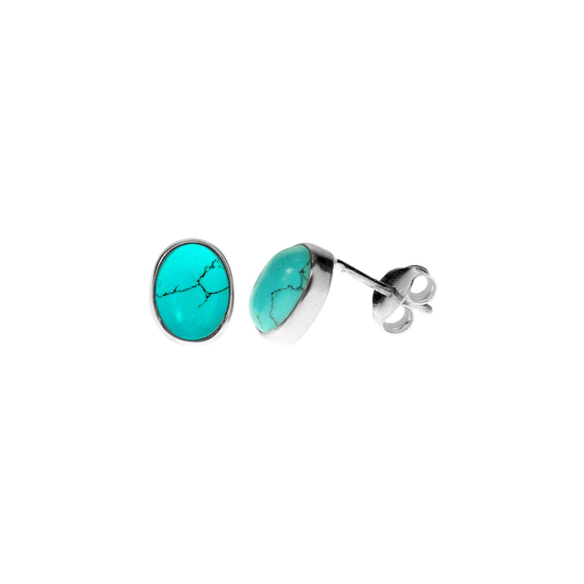 Samira turquoise oval plain studs