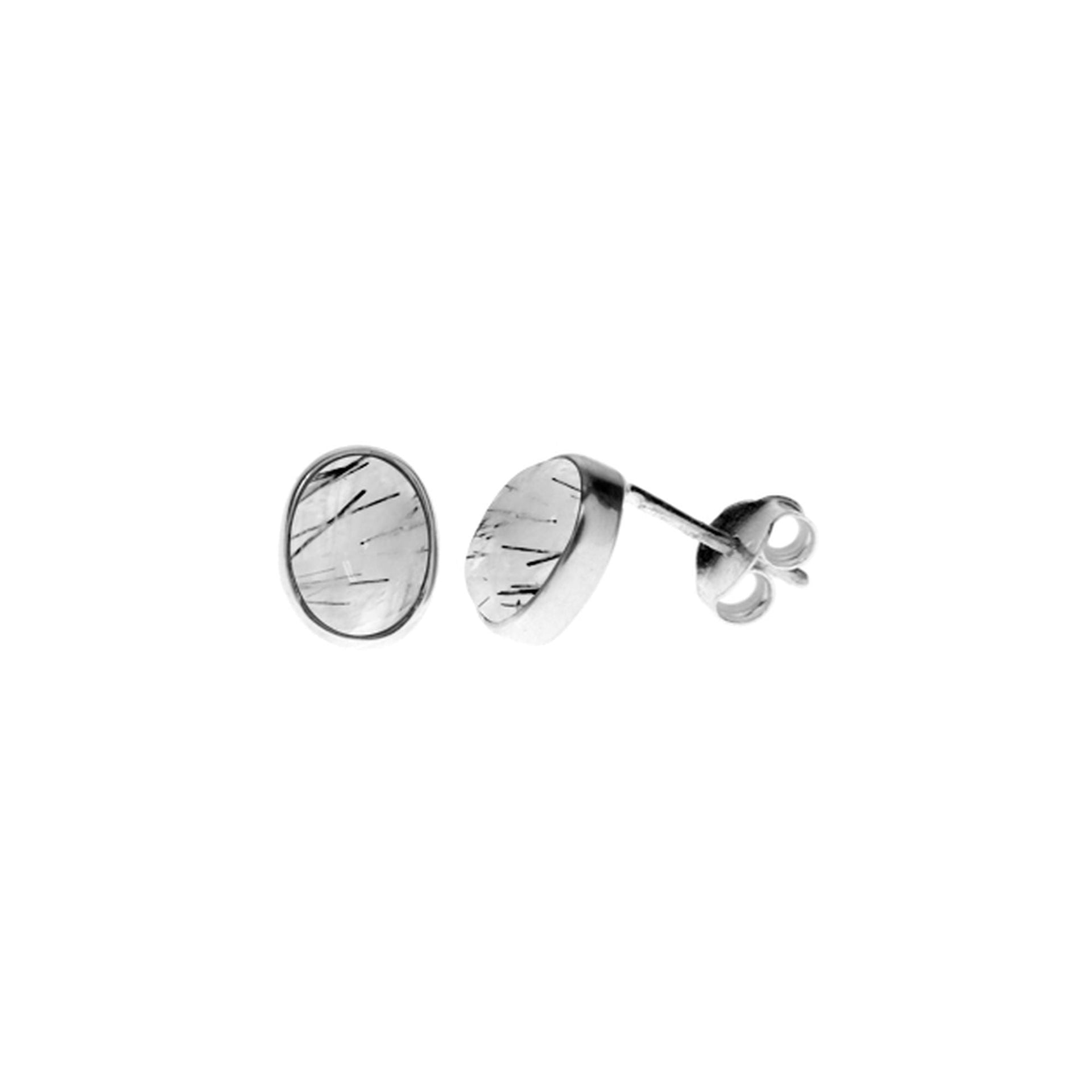 Samira tourmalated quartz oval plain studs