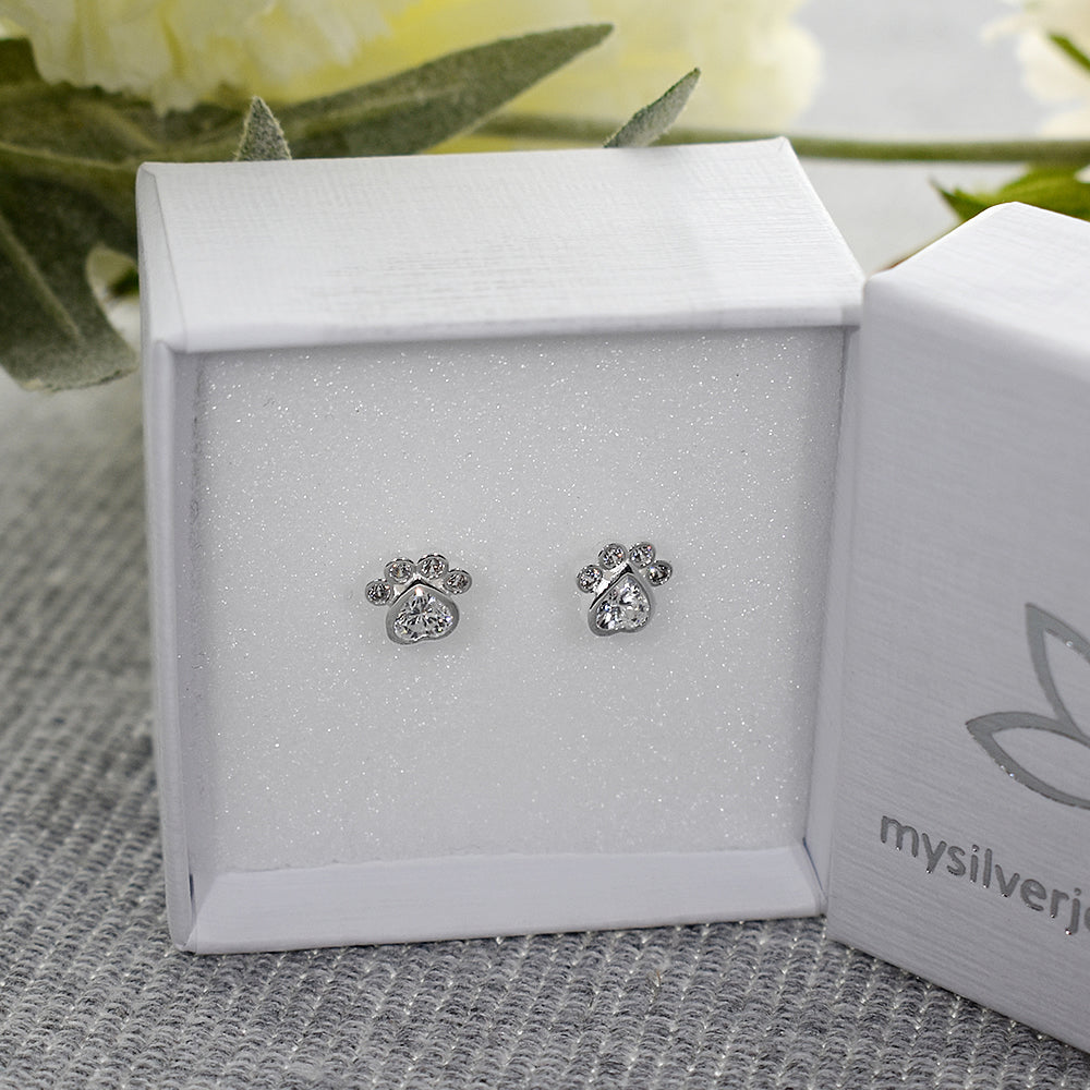 Alianna paw print CZ studs