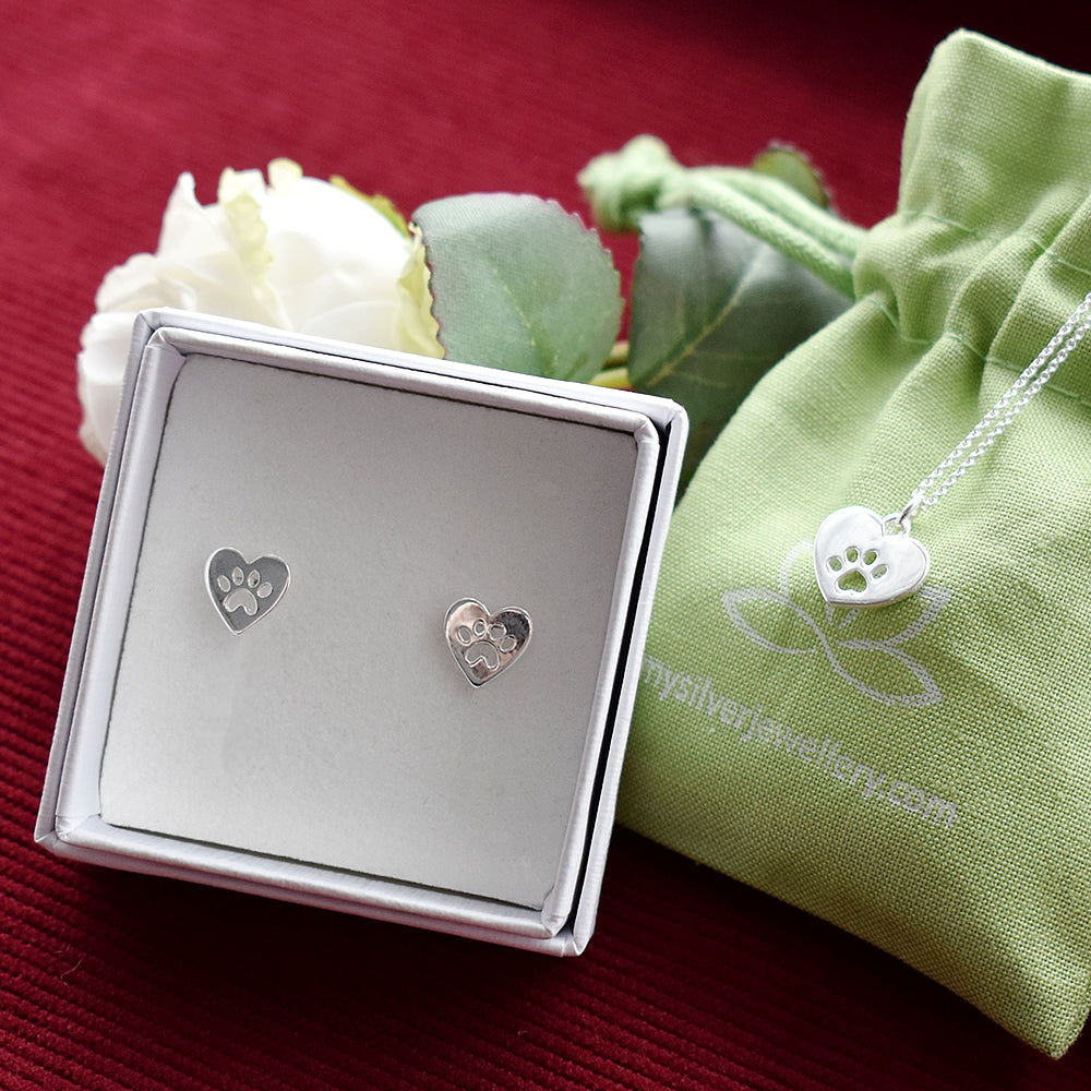 Matilda heart with pawprint necklace