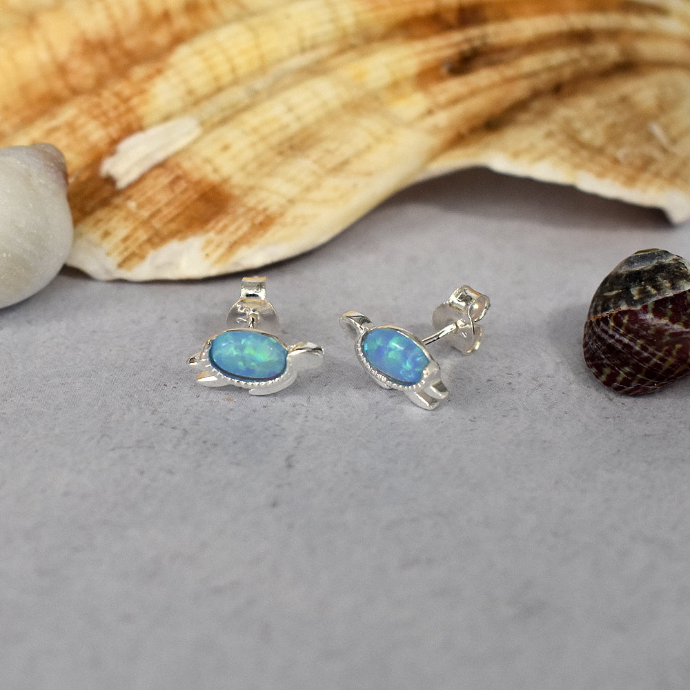 Sasha blue opalique turtle studs