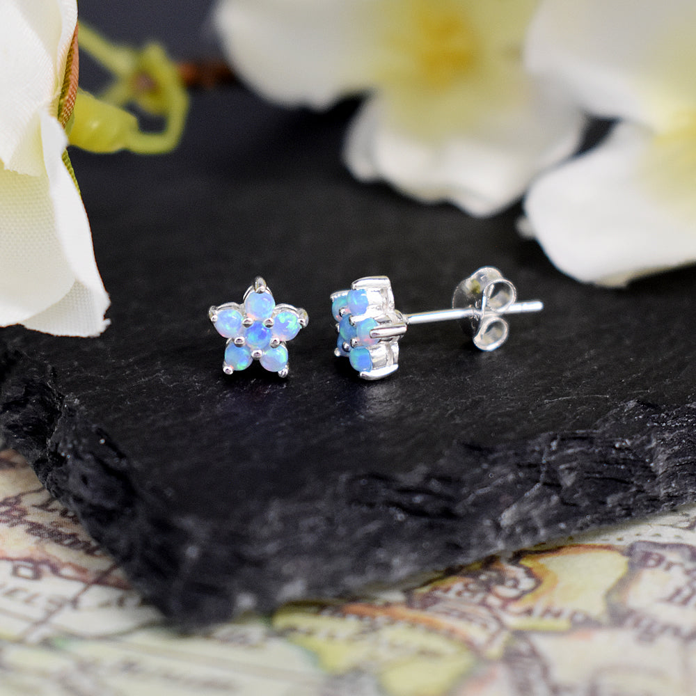 Bethan elegant blue opalique star studs