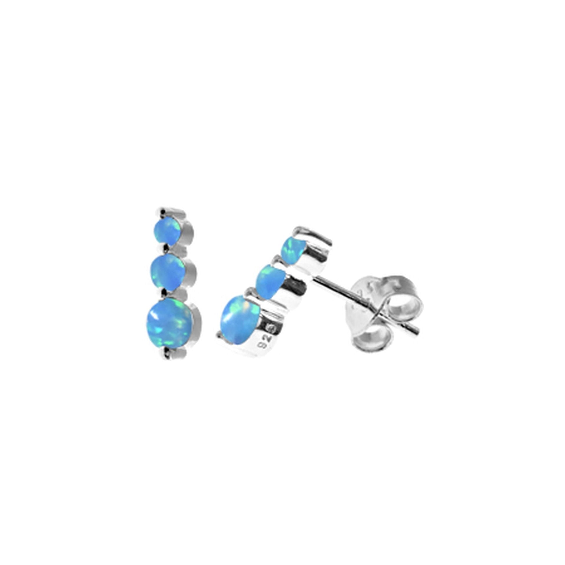 Bethan triple blue opalique cascading studs