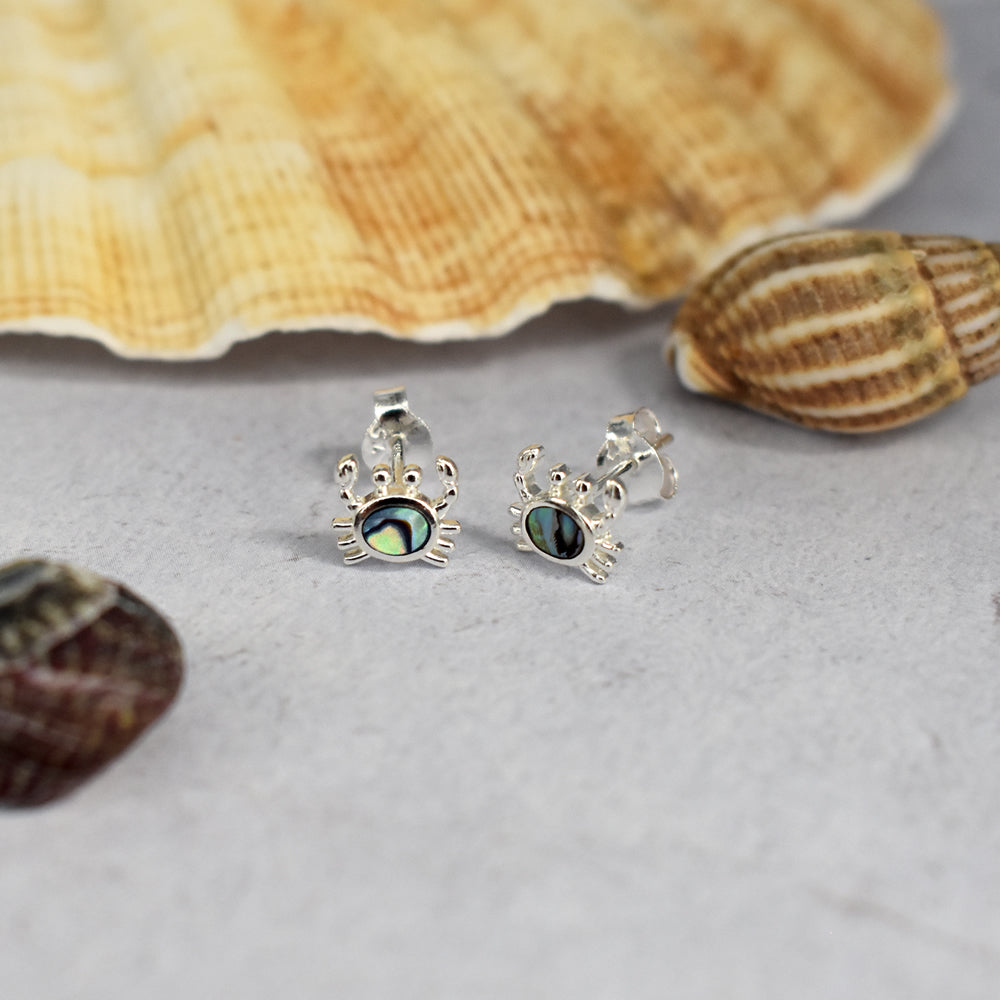 Leona paua shell set silver crab studs