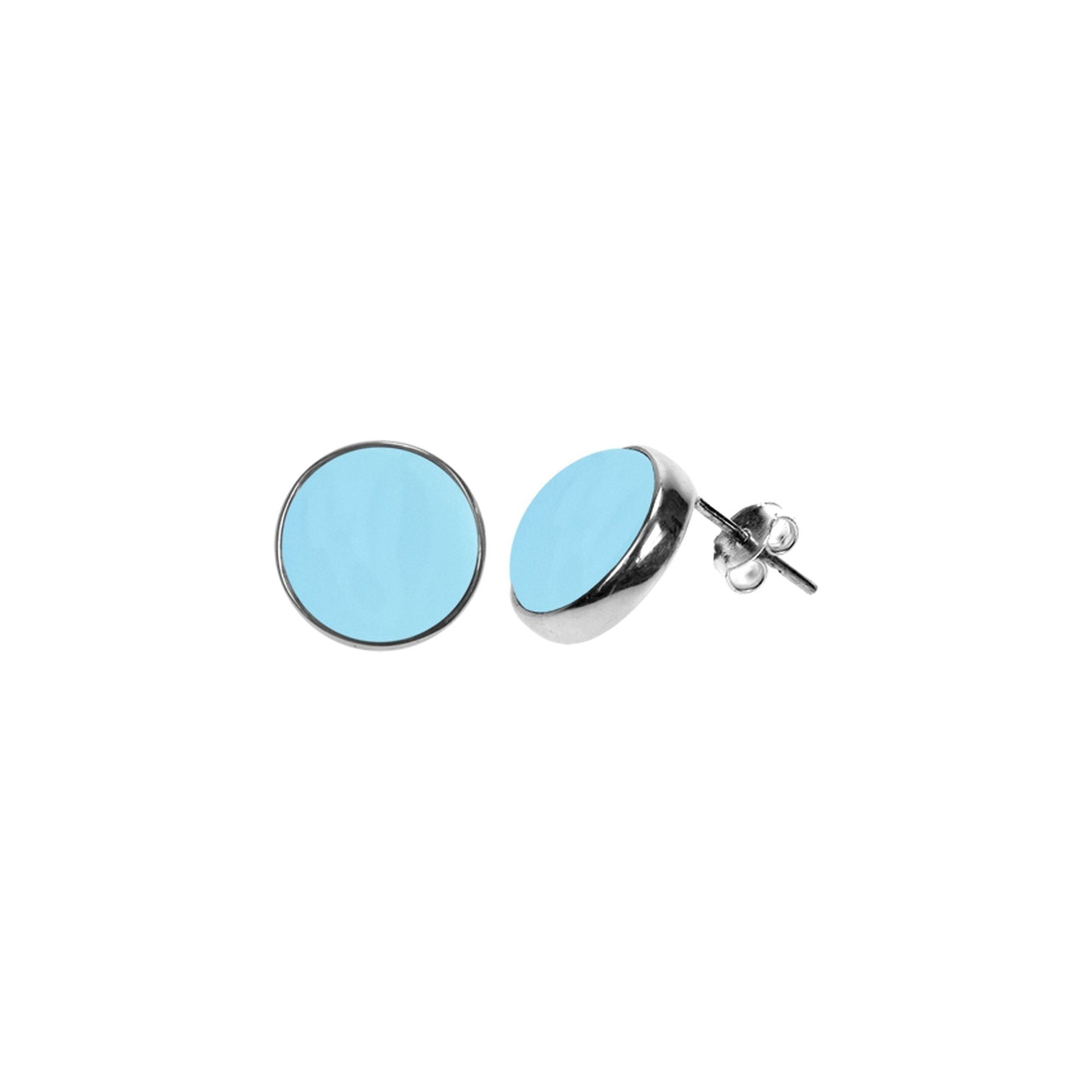 Samira large blue chalcedony round studs