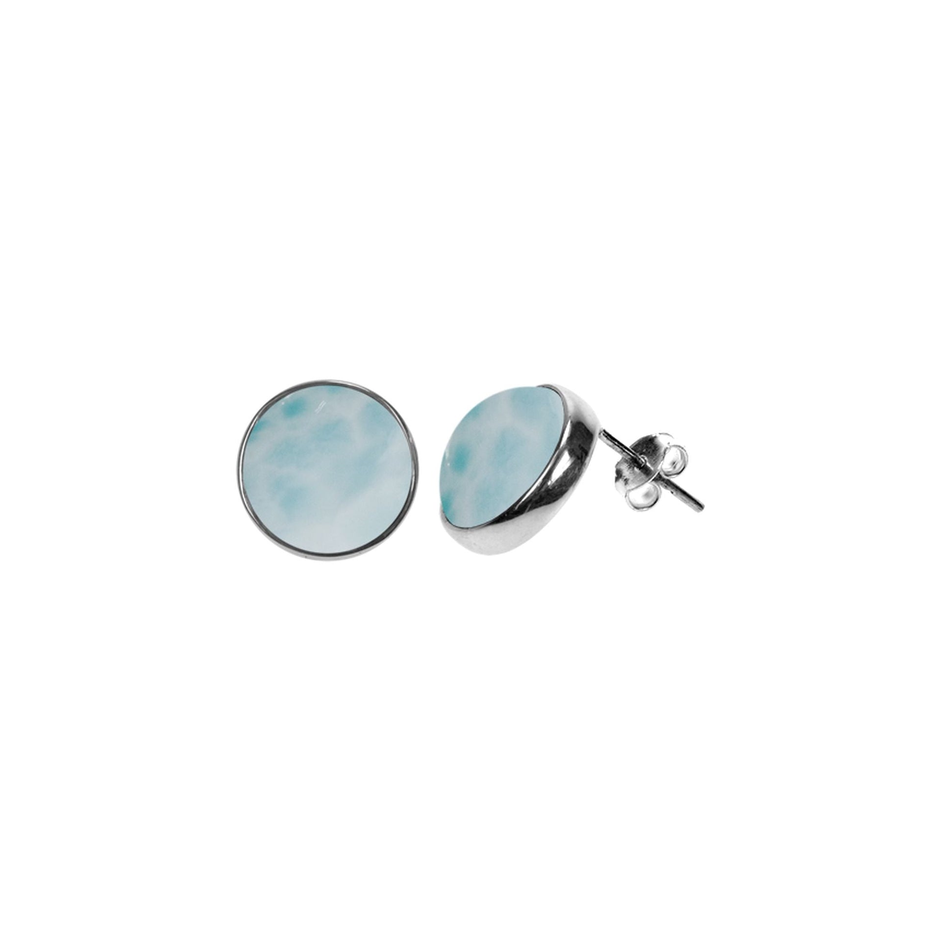 Samira large larimar round studs