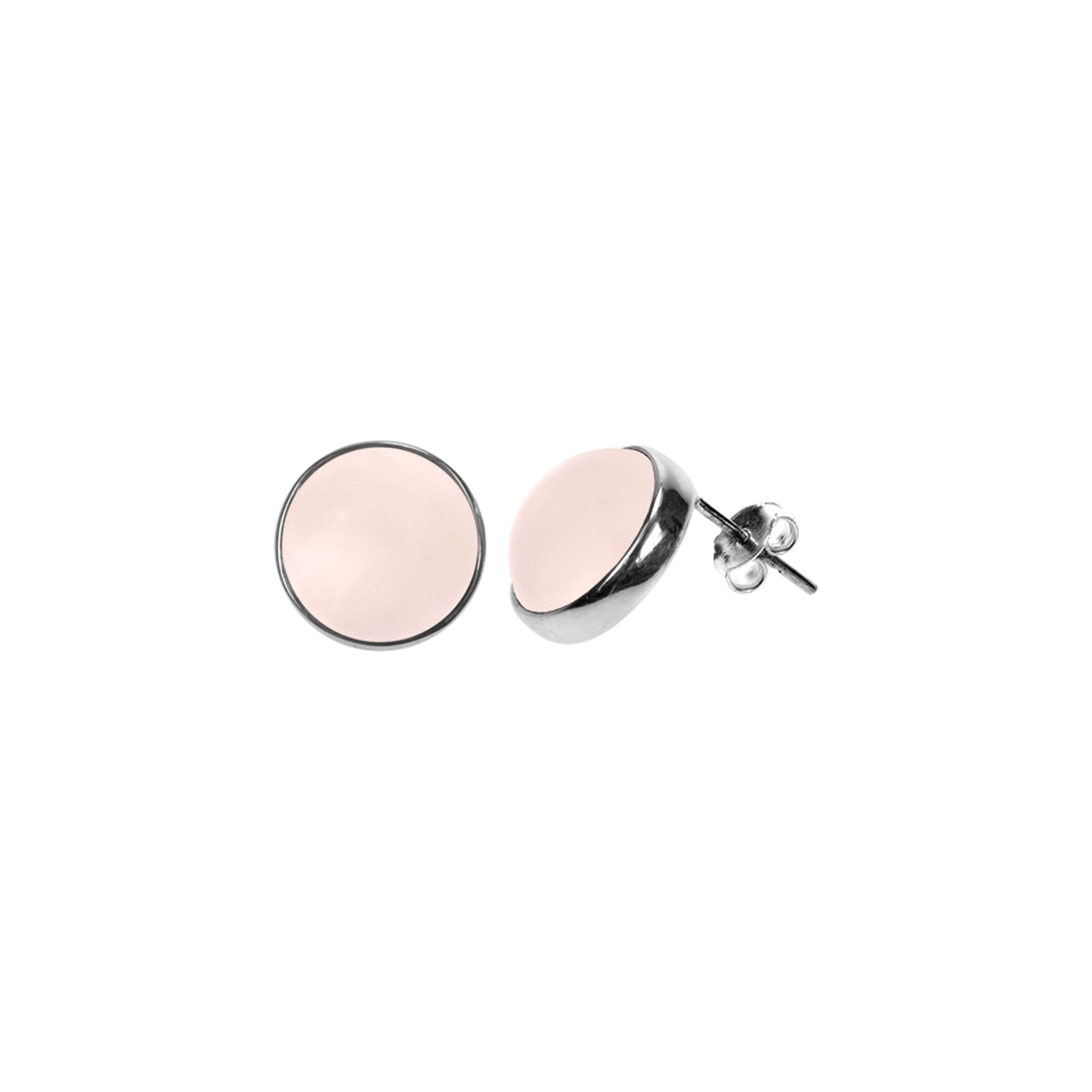 Samira large rose quartz round studs