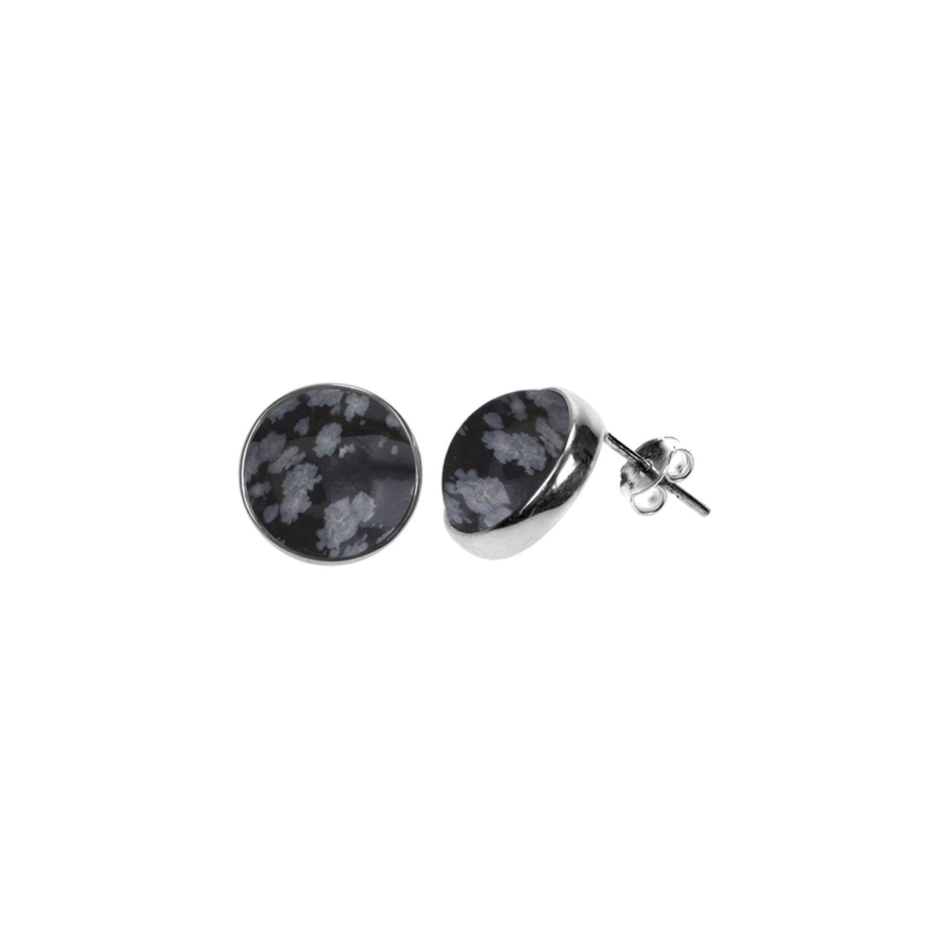 Samira large snowflake obsidian round studs