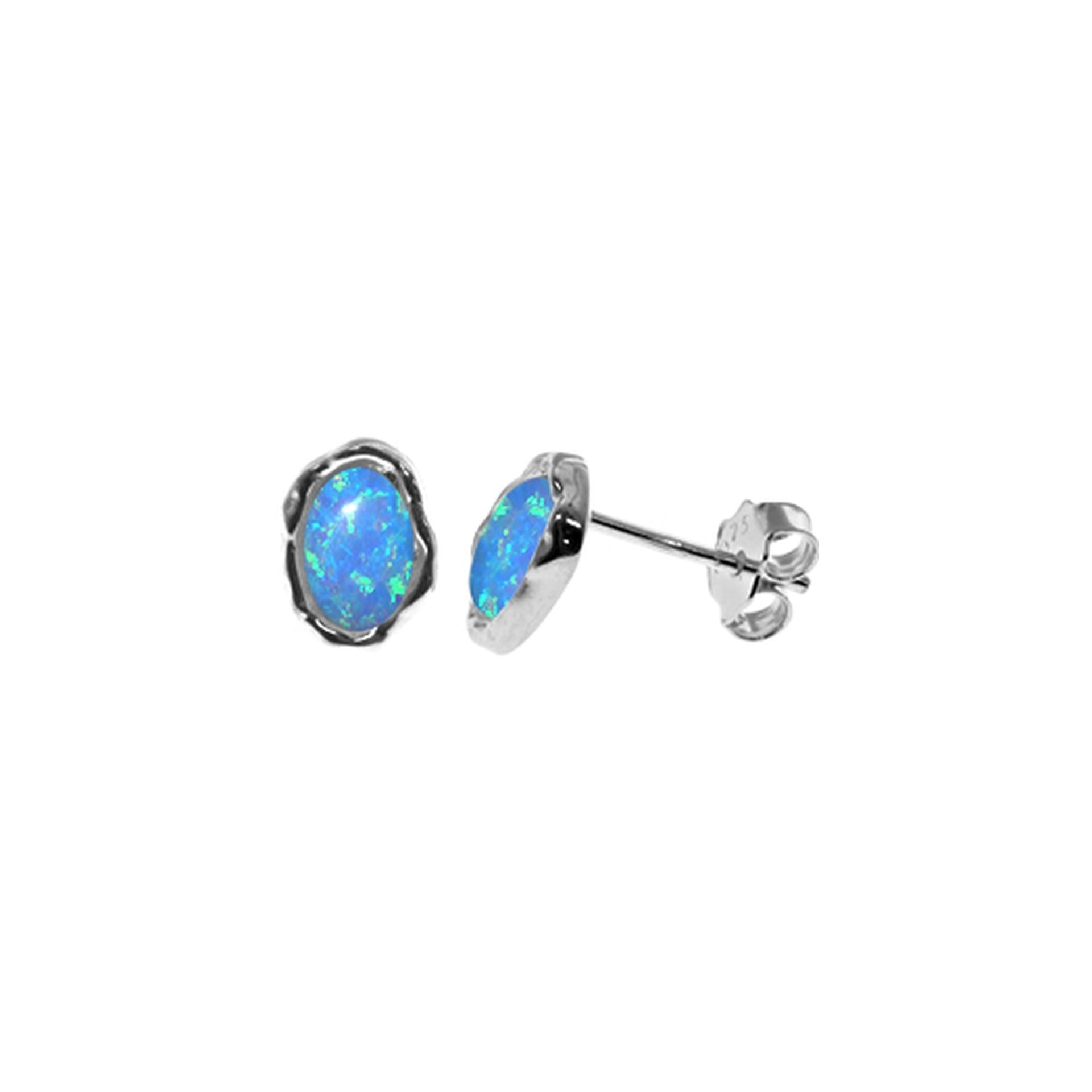 Angelica organic oval blue opalique studs