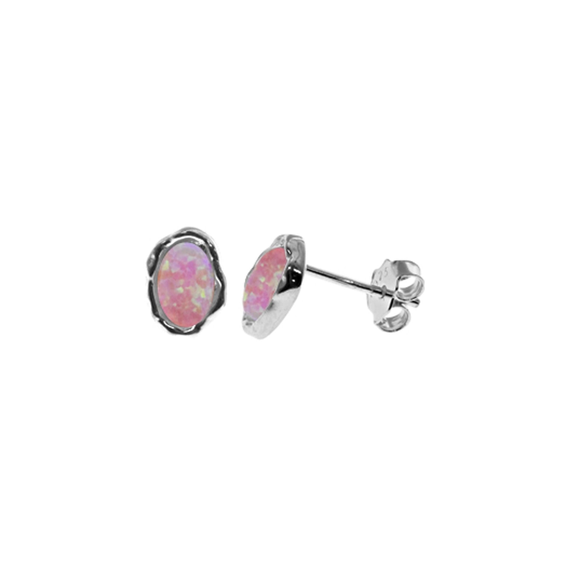 Angelica organic oval pink opalique studs