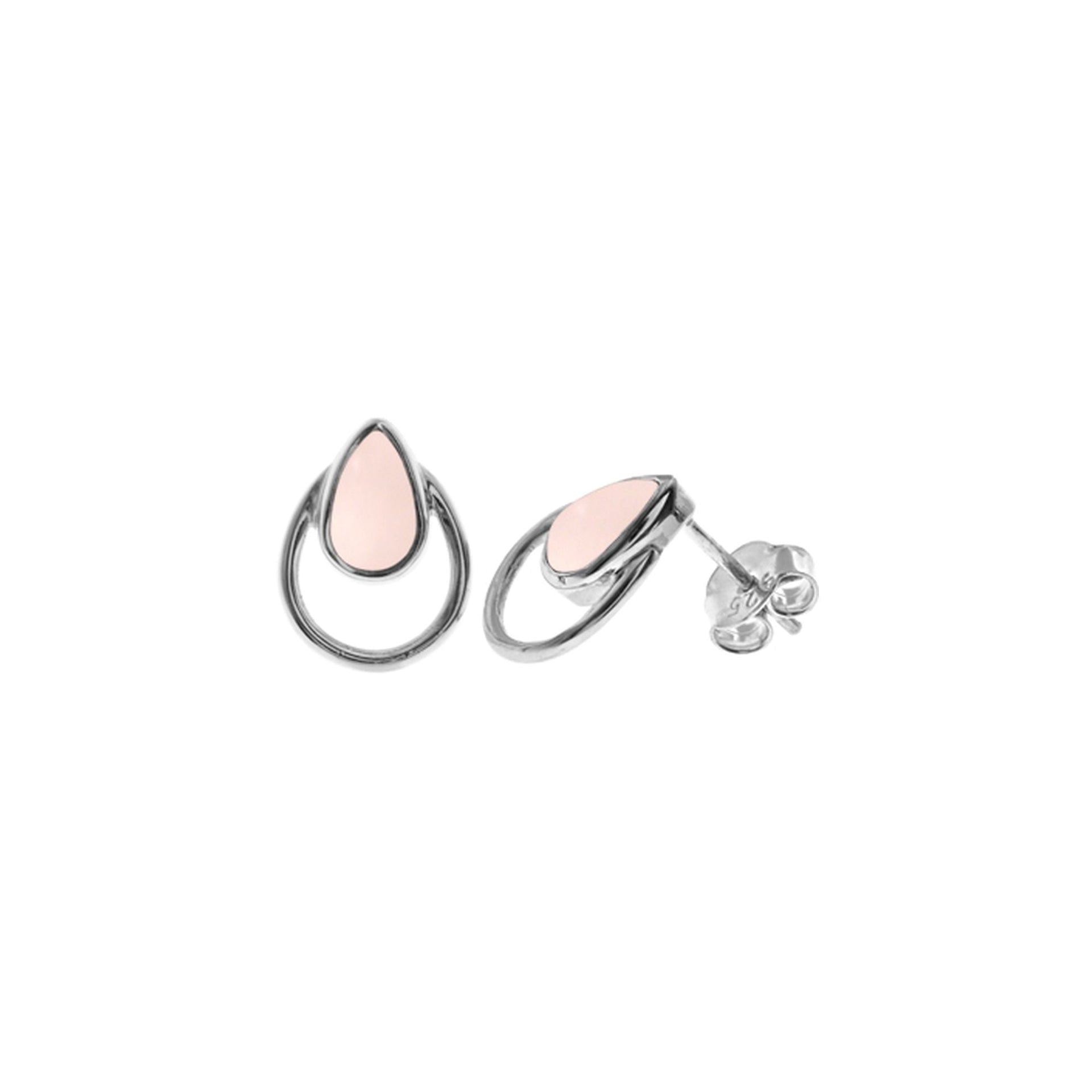 Lola teardrop rose quartz wire frame studs