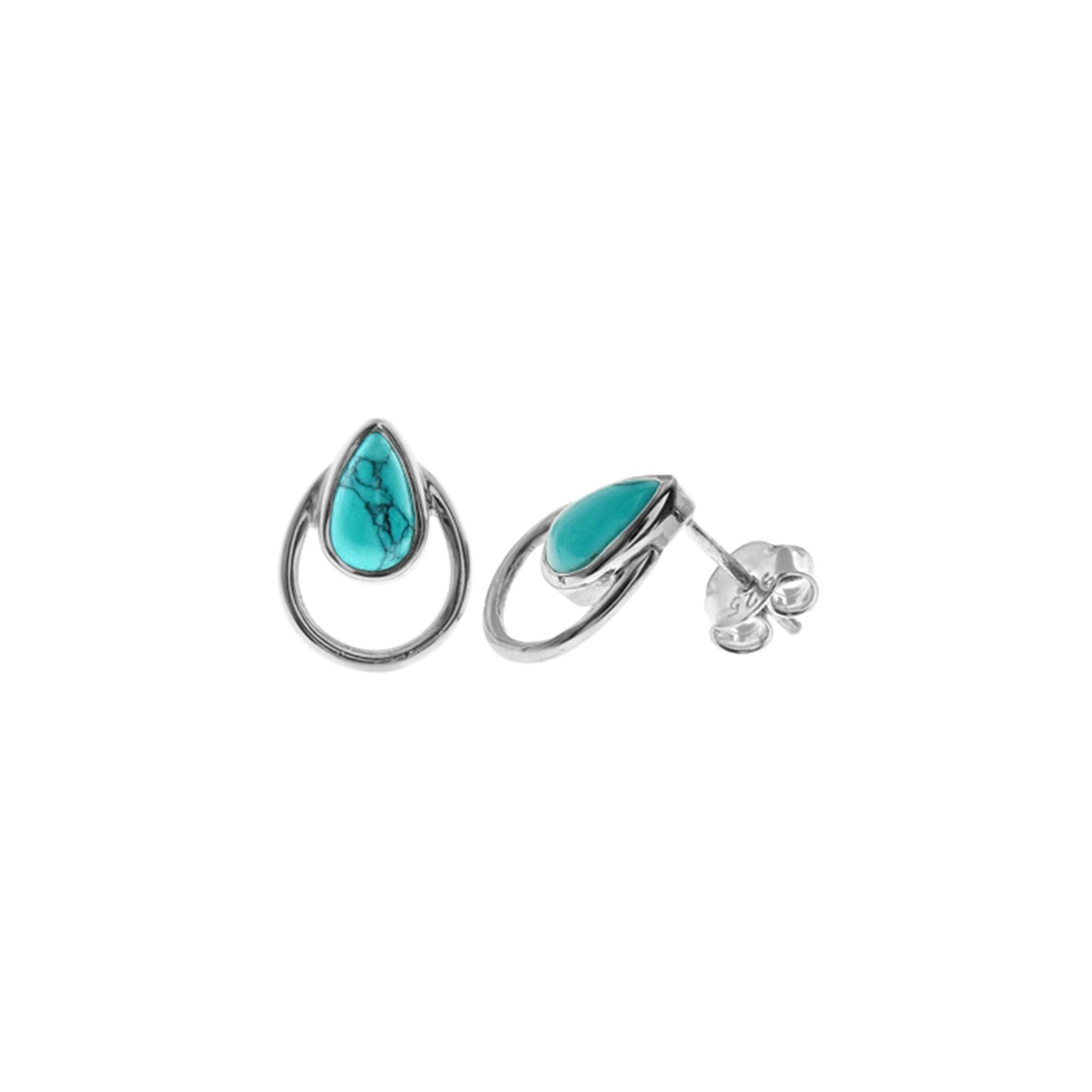 Lola teardrop turquoise wire frame studs
