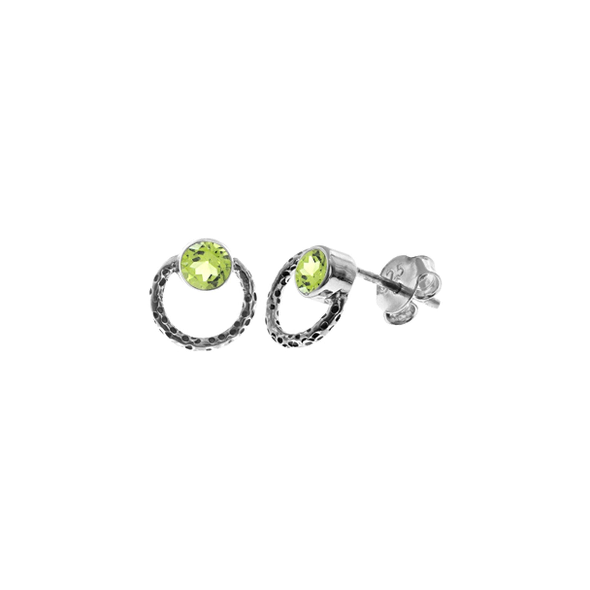Lexi faceted peridot textured hoop studs
