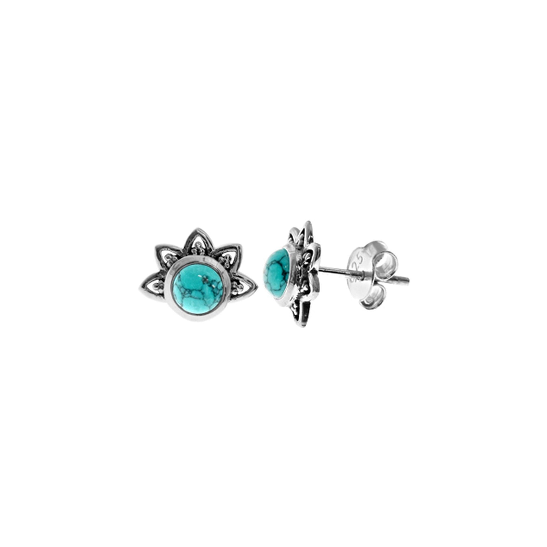 Catalina round turquoise crown studs
