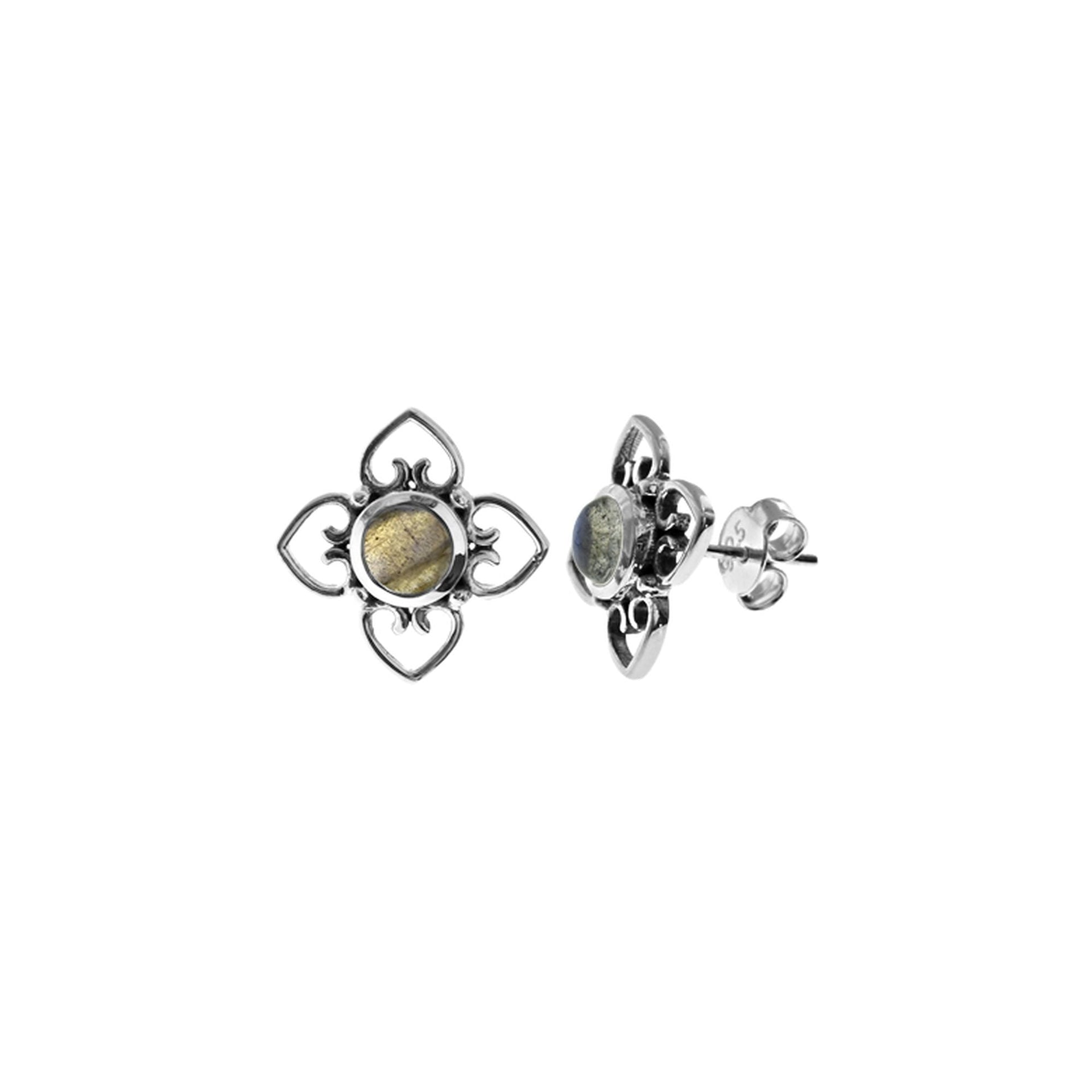 Catalina four petal labradorite studs