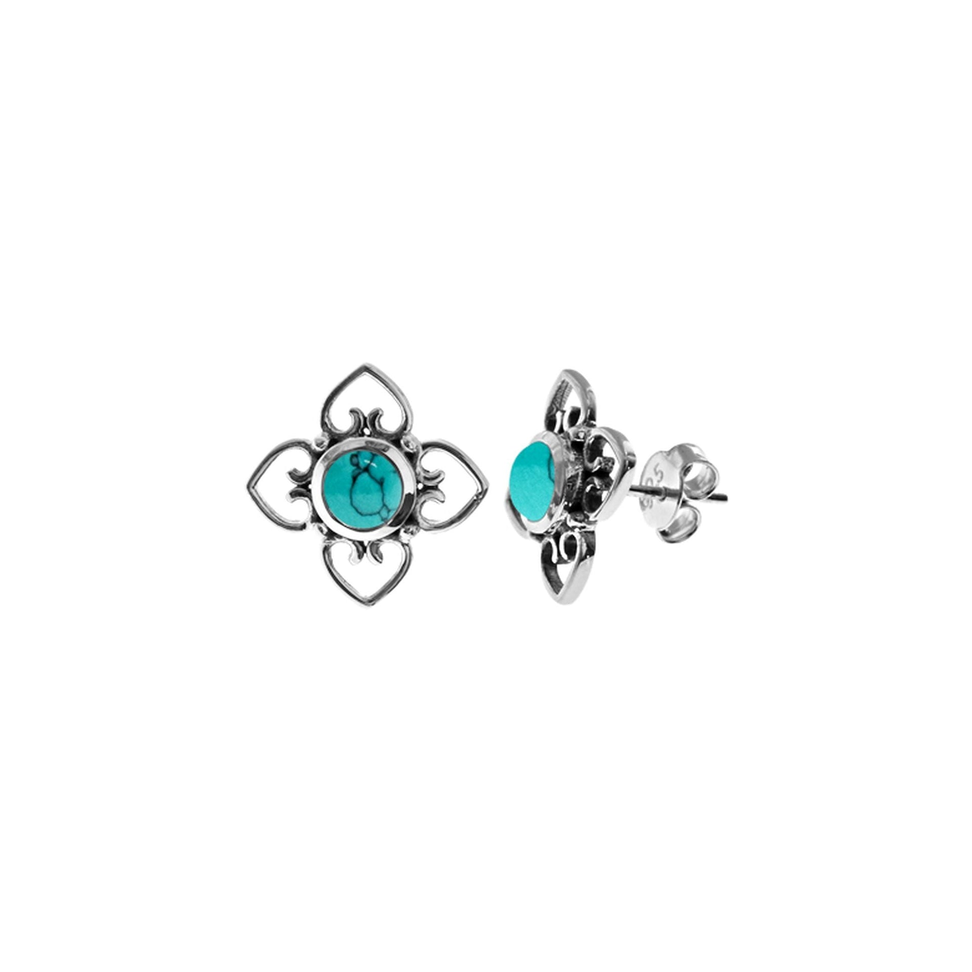 Catalina four petal turquoise studs