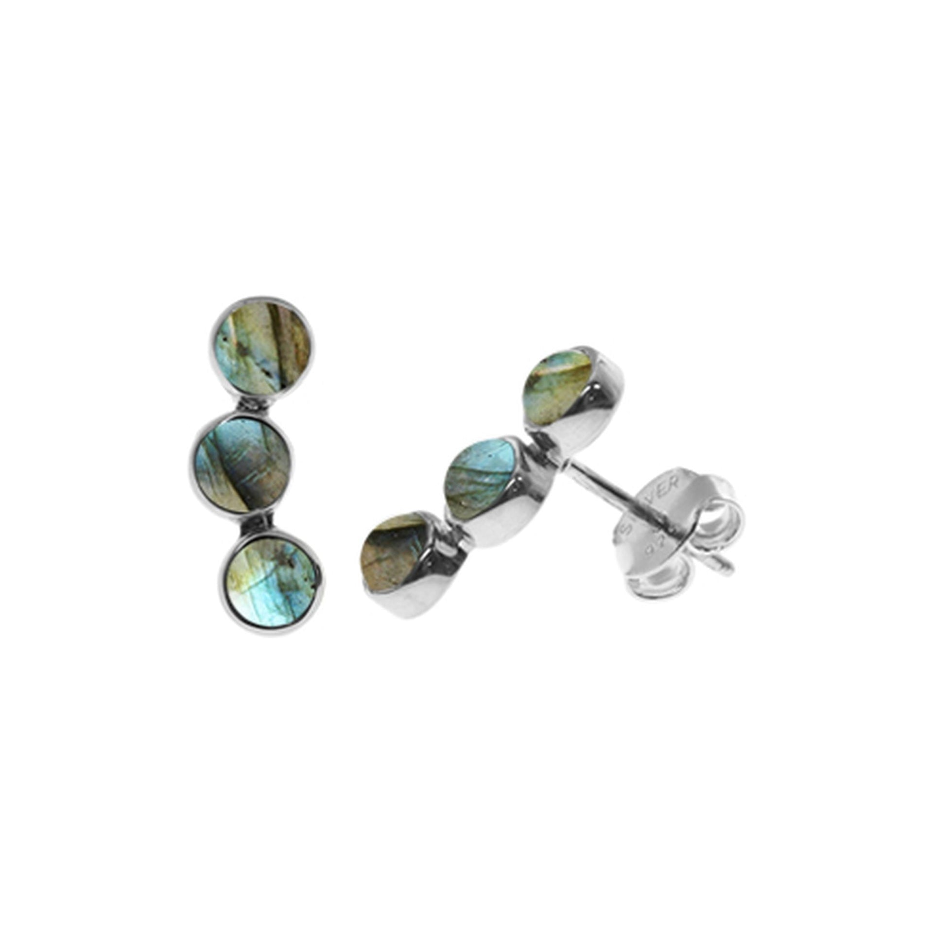 Samira triple labradorite arc studs